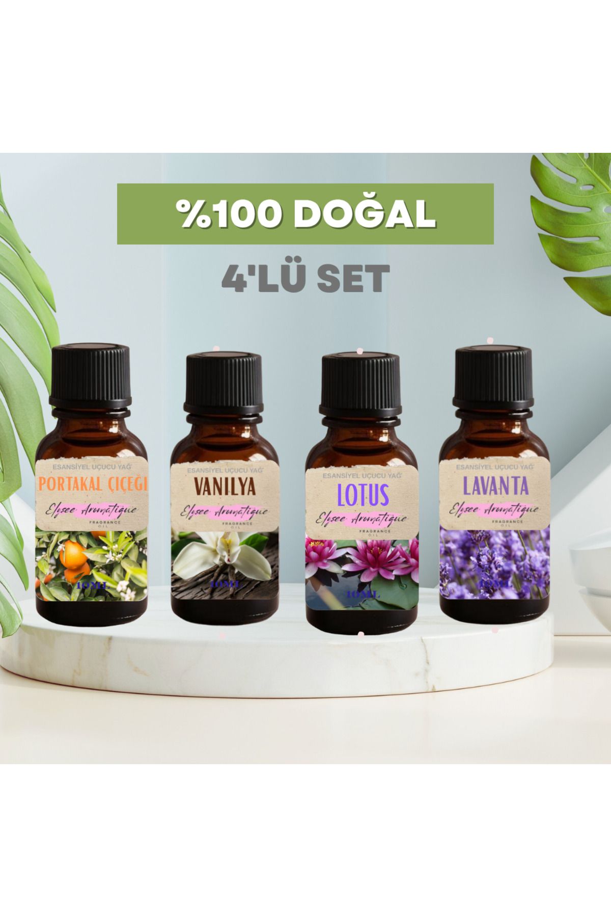 Elysee Aromatique 4'lü Set Esansiyel Uçucu Koku Yağı Difüzör Esansı Buhurdanlık Yağı Aromaterapi Yağı
