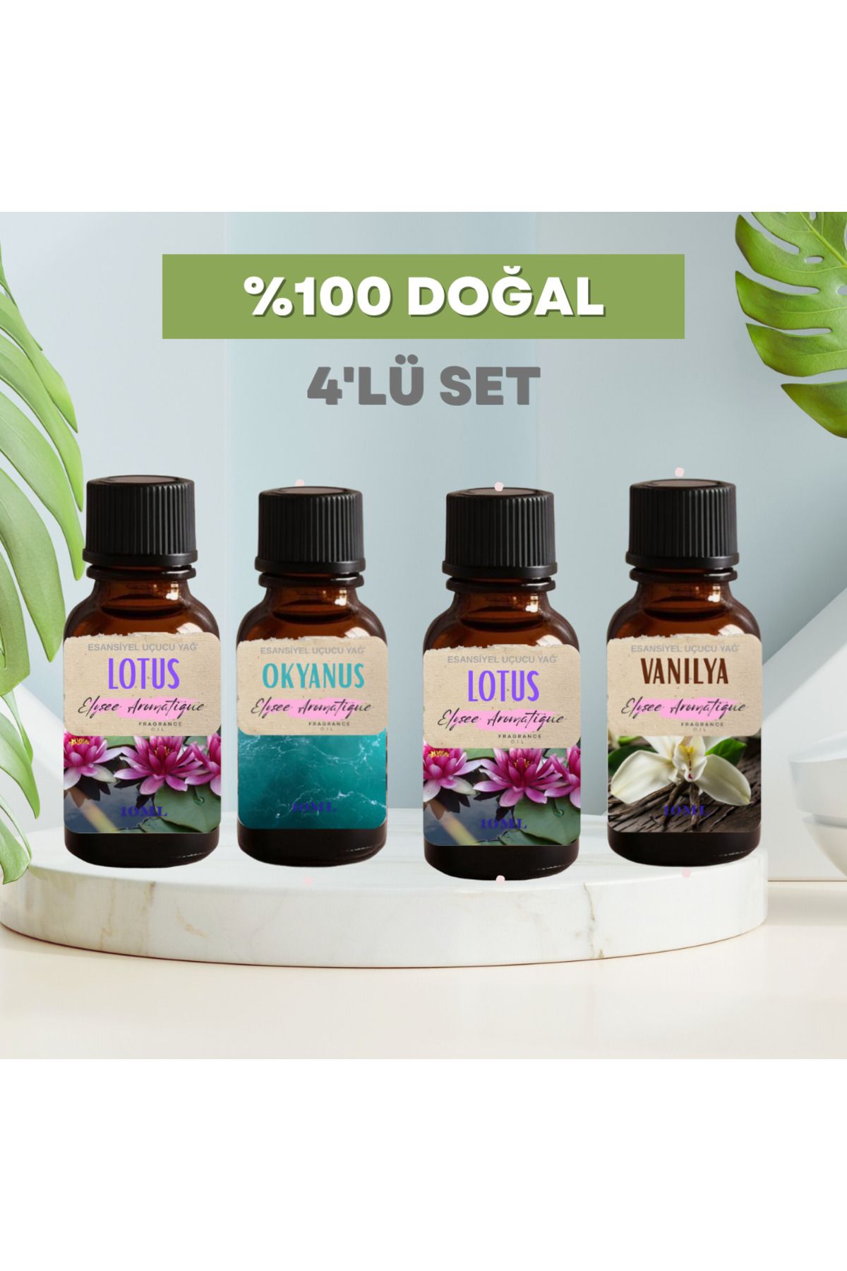 Elysee Aromatique 4'lü Set Esansiyel Uçucu Koku Yağı Difüzör Esansı Buhurdanlık Yağı Aromaterapi Yağı