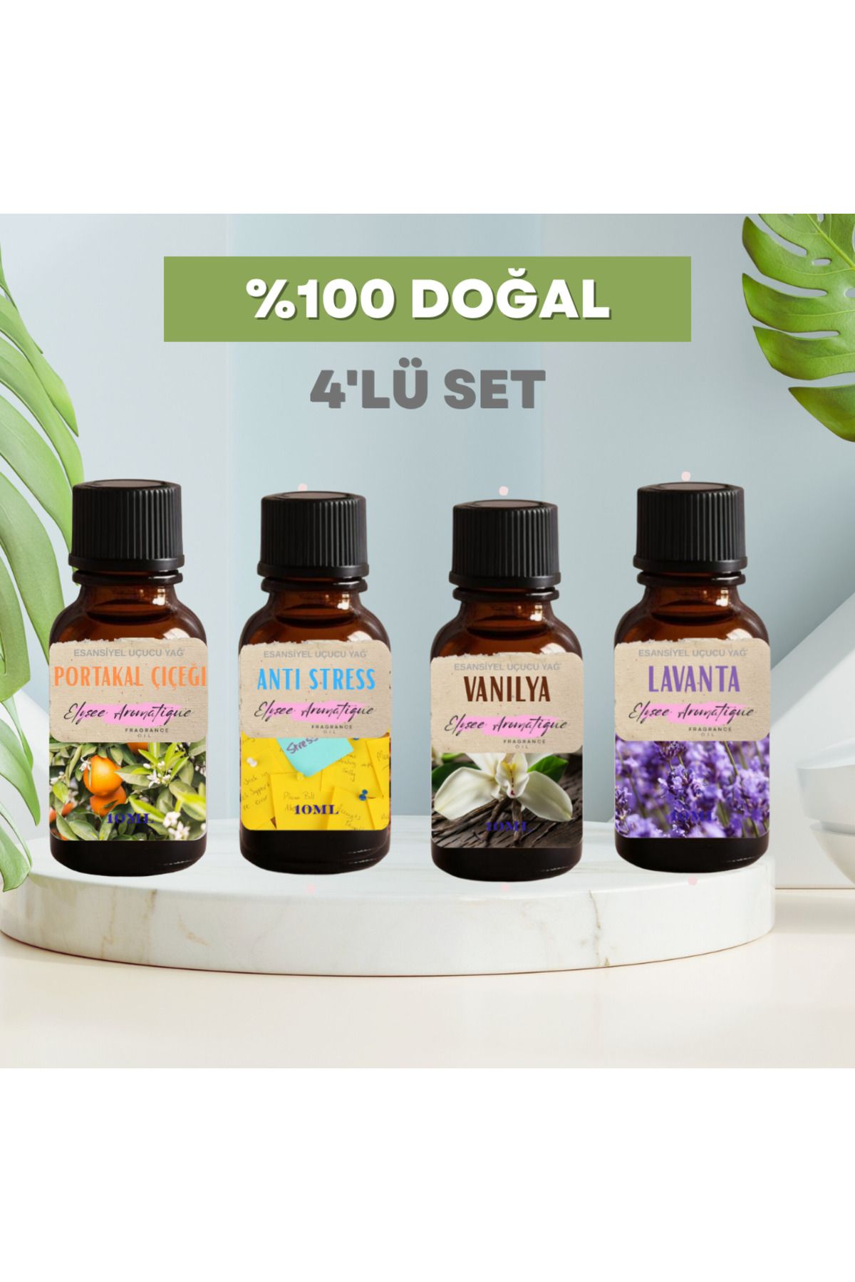 Elysee Aromatique 4'lü Set Esansiyel Uçucu Koku Yağı Difüzör Esansı Buhurdanlık Yağı Aromaterapi Yağı