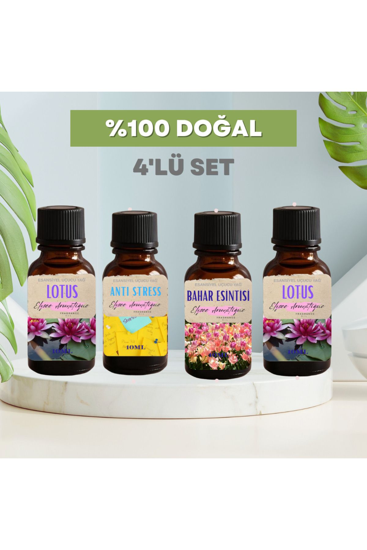 Elysee Aromatique 4'lü Set Esansiyel Uçucu Koku Yağı Difüzör Esansı Buhurdanlık Yağı Aromaterapi Yağı