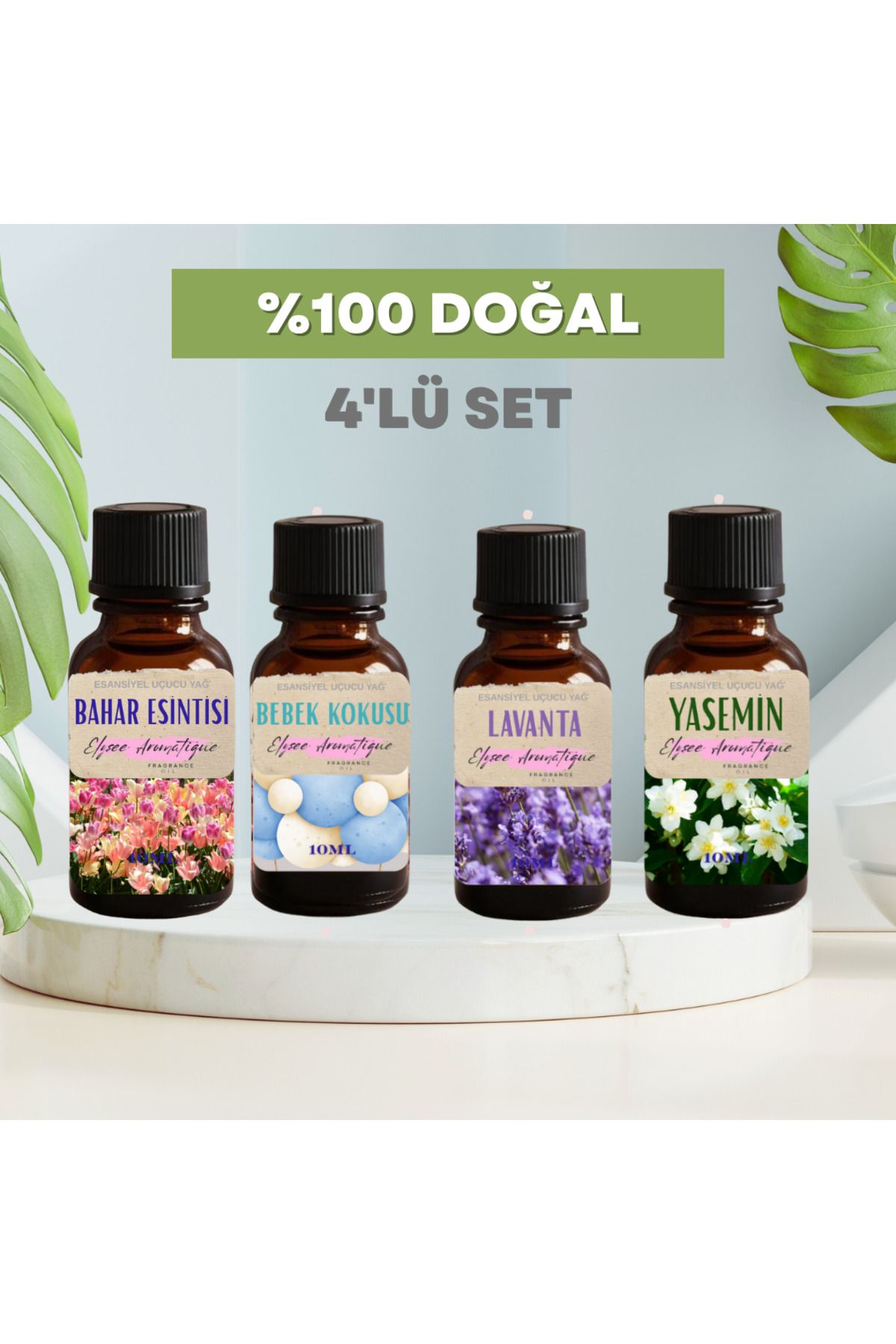 Elysee Aromatique 4'lü Set Esansiyel Uçucu Koku Yağı Difüzör Esansı Buhurdanlık Yağı Aromaterapi Yağı