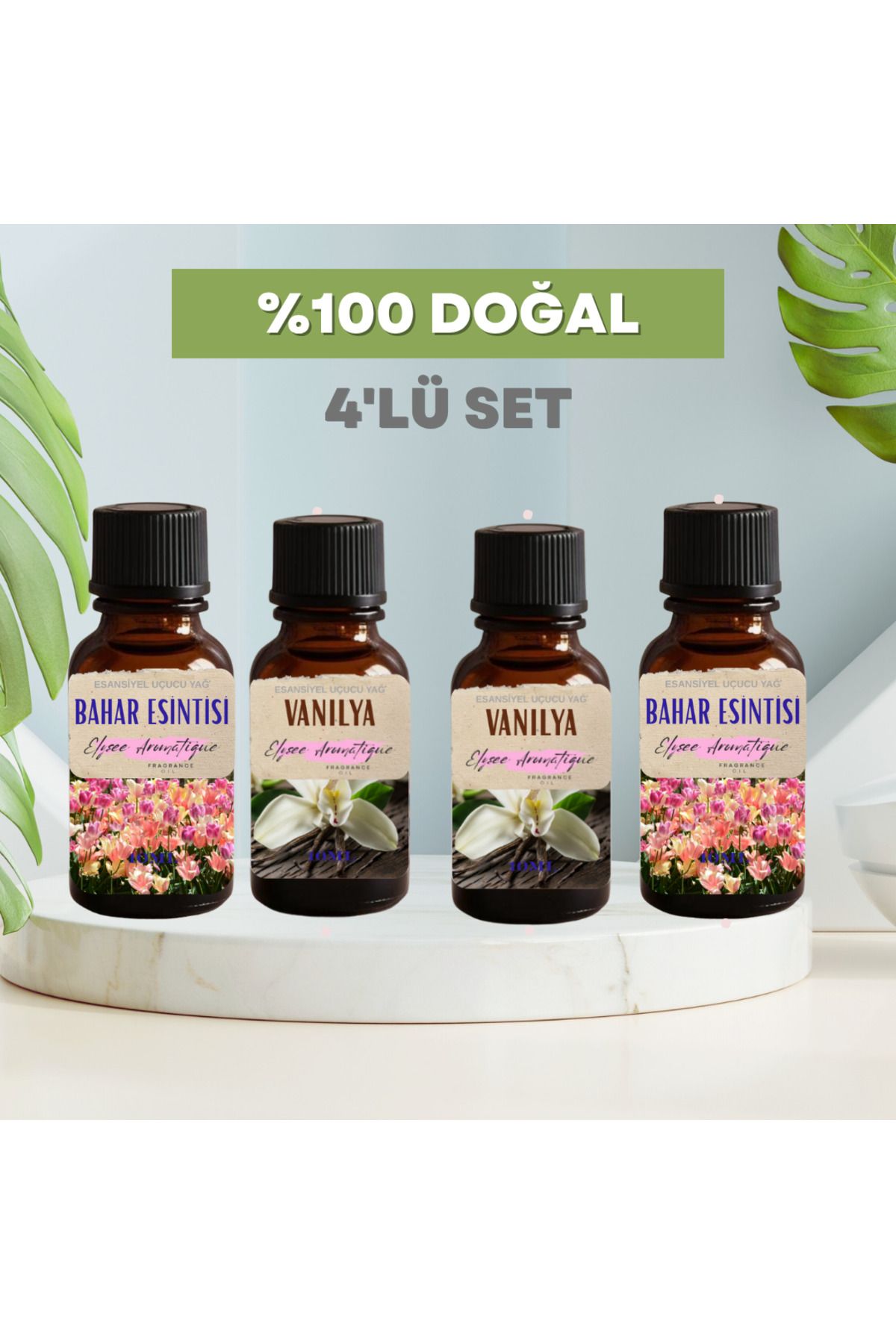 Elysee Aromatique 4'lü Set Esansiyel Uçucu Koku Yağı Difüzör Esansı Buhurdanlık Yağı Aromaterapi Yağı