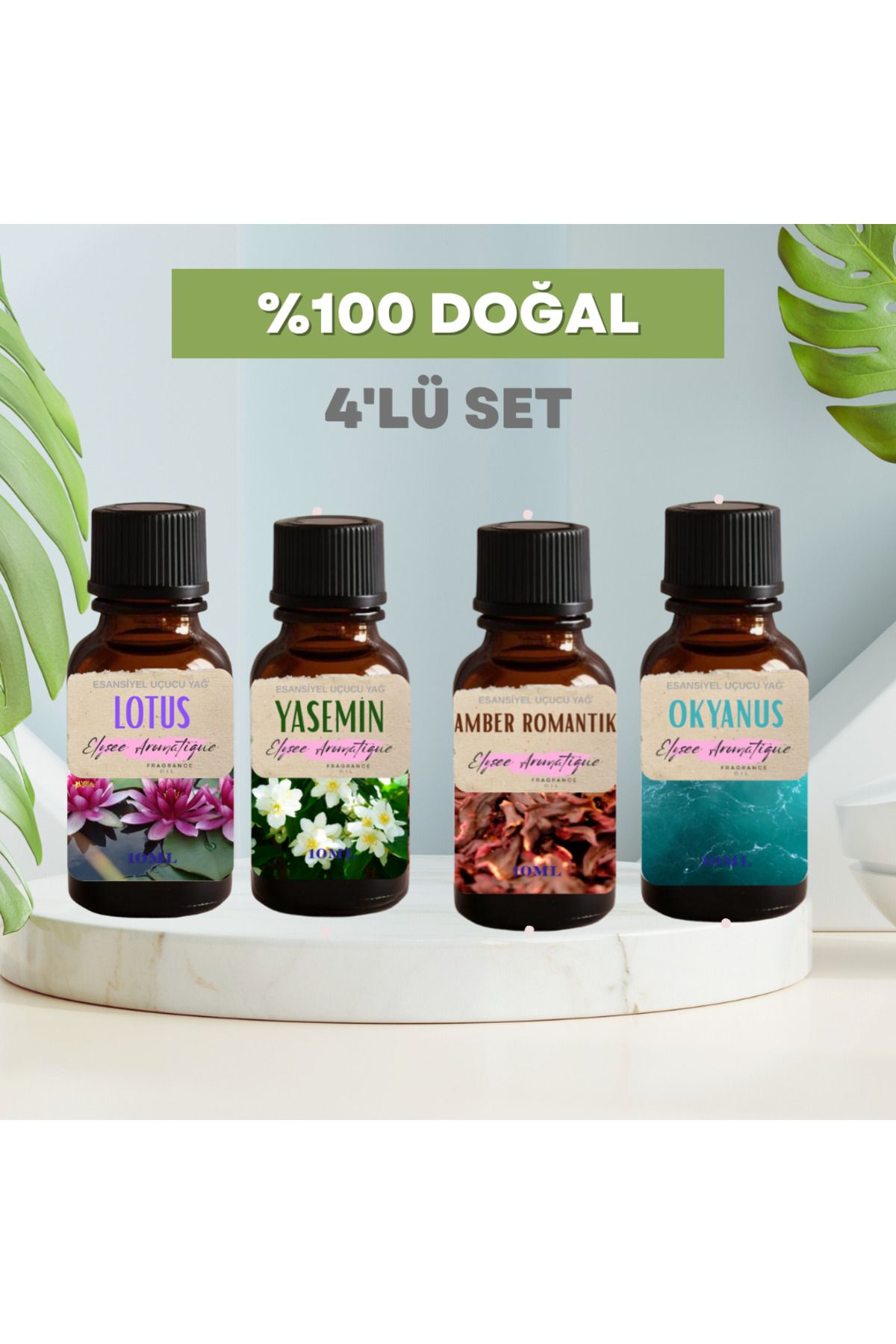 Elysee Aromatique 4'lü Set Esansiyel Uçucu Koku Yağı Difüzör Esansı Buhurdanlık Yağı Aromaterapi Yağı