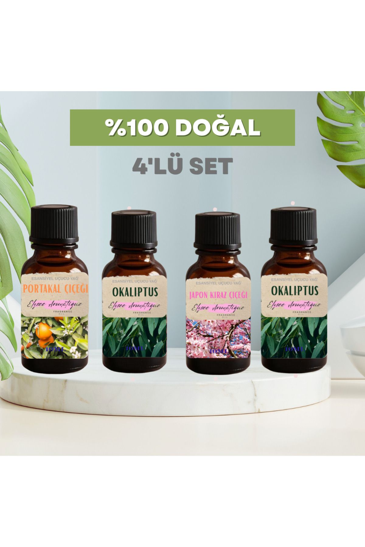 Elysee Aromatique 4'lü Set Esansiyel Uçucu Koku Yağı Difüzör Esansı Buhurdanlık Yağı Aromaterapi Yağı