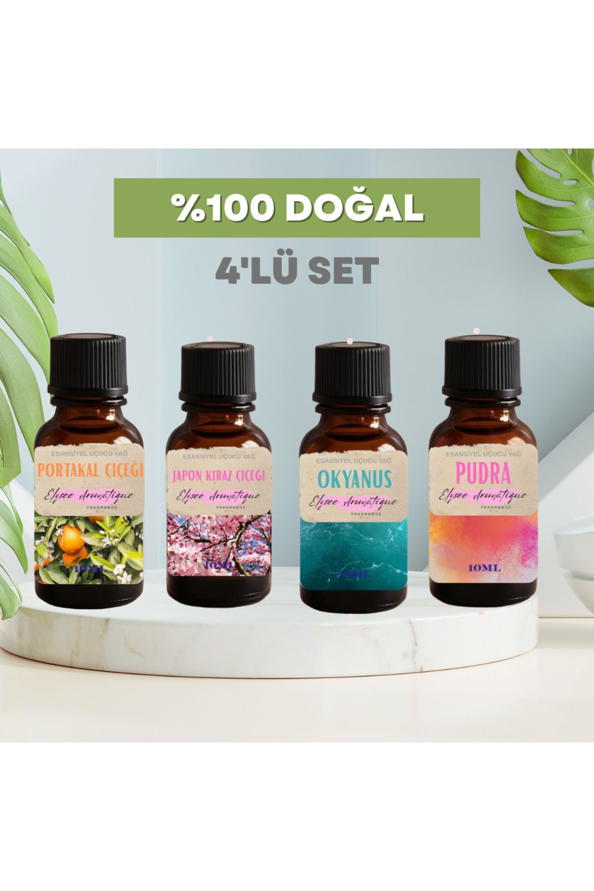 Elysee Aromatique 4'lü Set Esansiyel Uçucu Koku Yağı Difüzör Esansı Buhurdanlık Yağı Aromaterapi Yağı