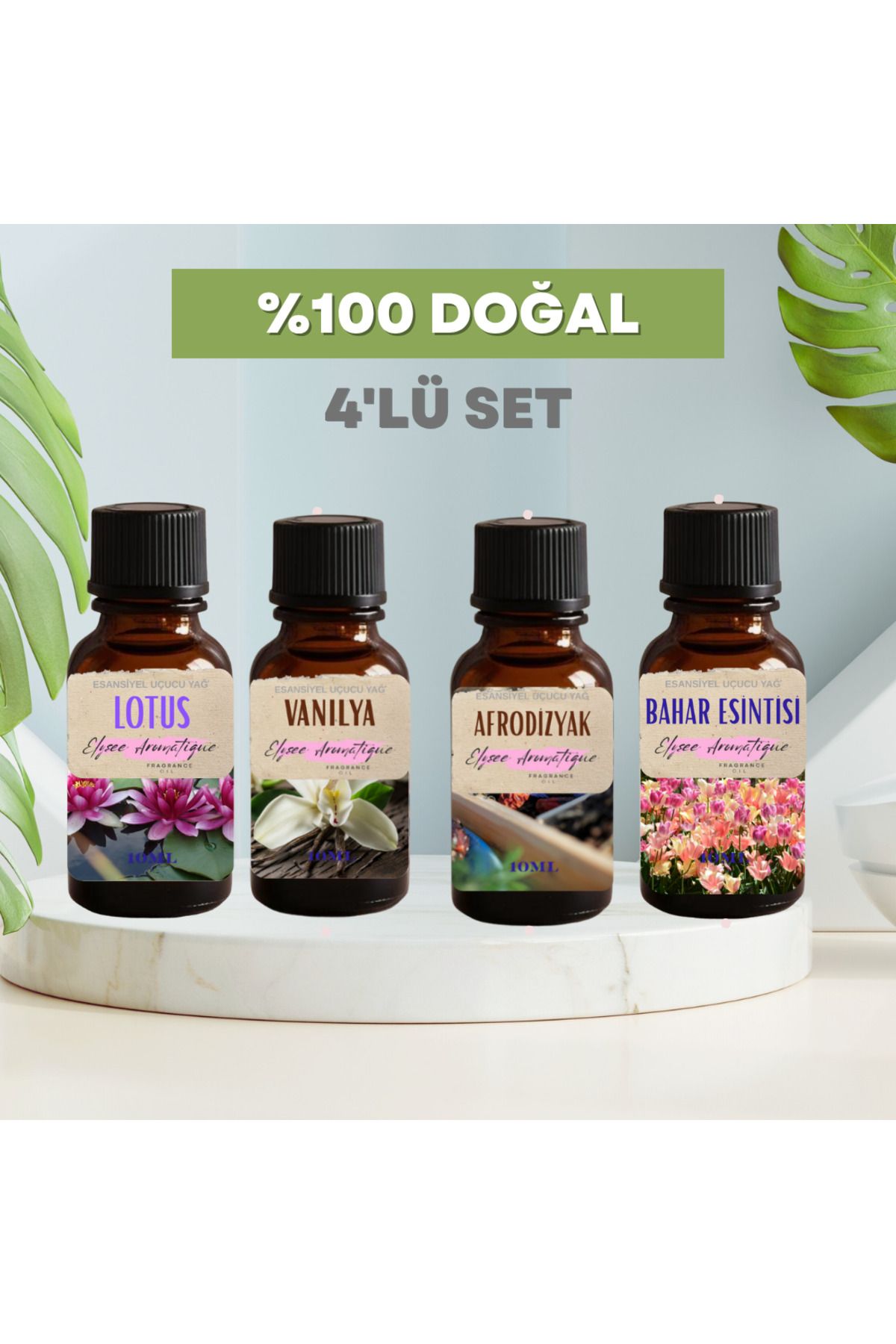 Elysee Aromatique 4'lü Set Esansiyel Uçucu Koku Yağı Difüzör Esansı Buhurdanlık Yağı Aromaterapi Yağı
