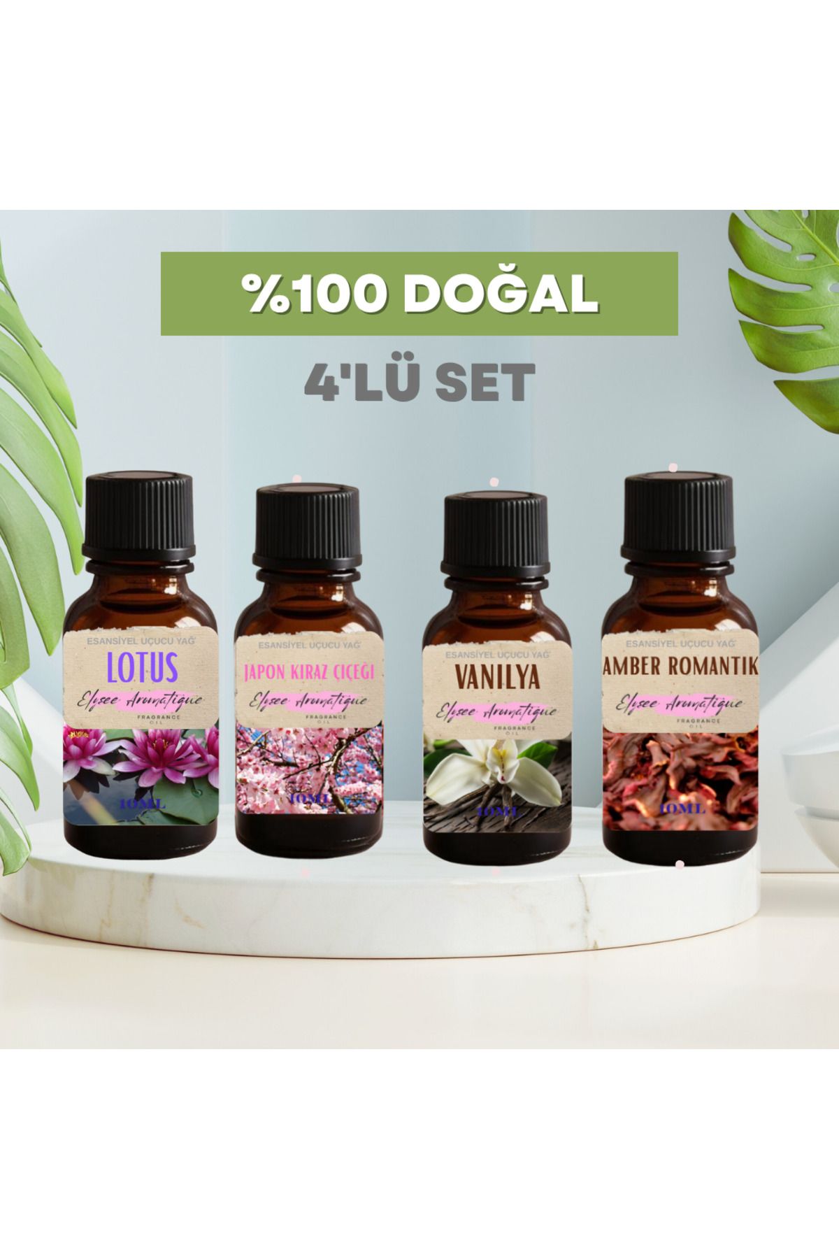 Elysee Aromatique 4'lü Set Esansiyel Uçucu Koku Yağı Difüzör Esansı Buhurdanlık Yağı Aromaterapi Yağı