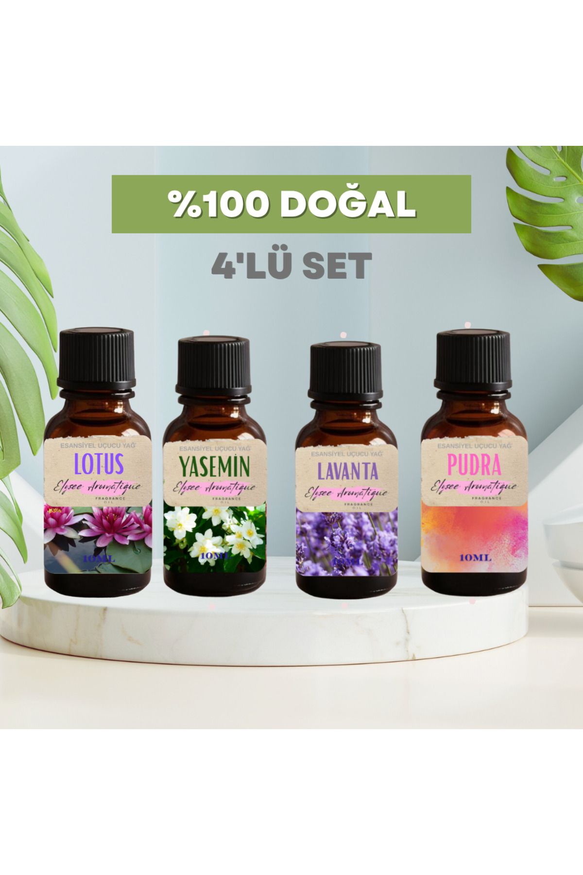 Elysee Aromatique 4'lü Set Esansiyel Uçucu Koku Yağı Difüzör Esansı Buhurdanlık Yağı Aromaterapi Yağı