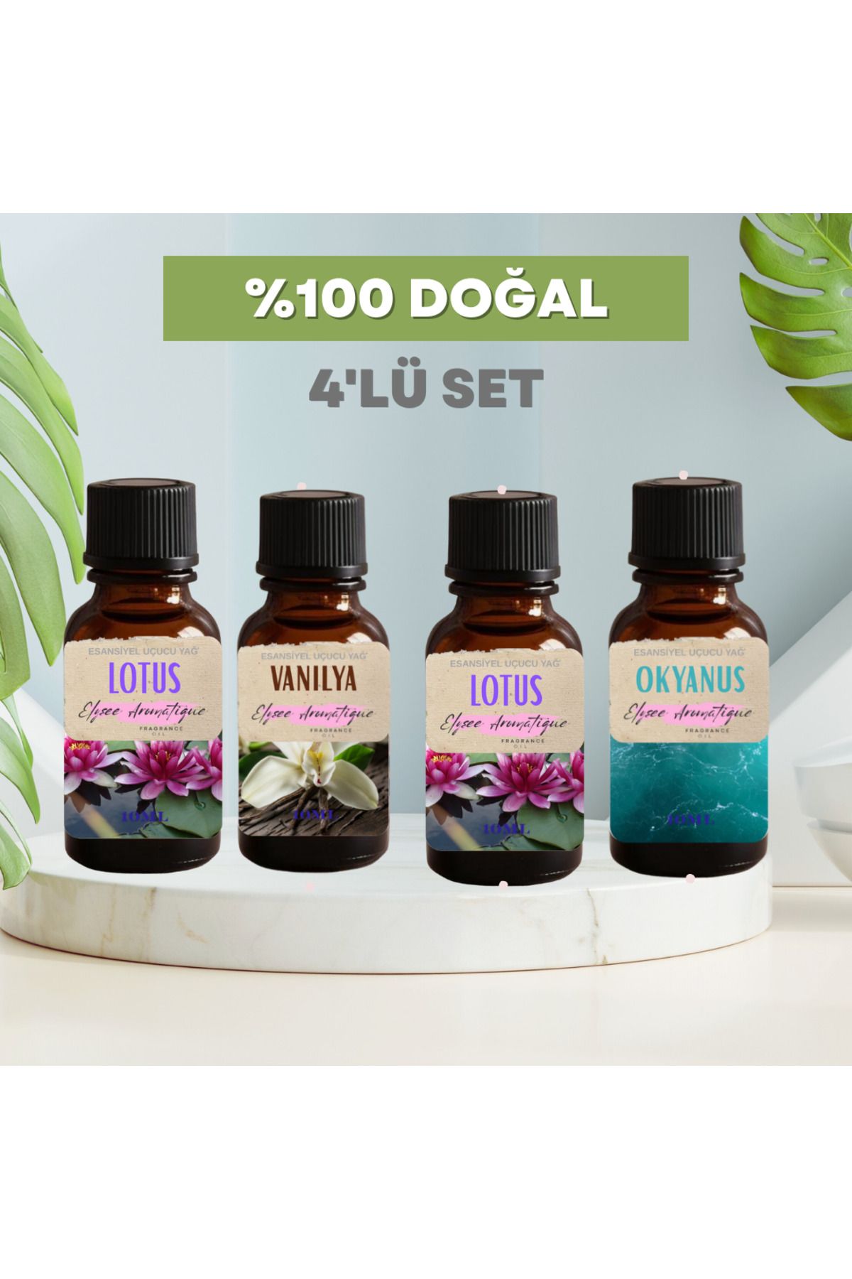 Elysee Aromatique 4'lü Set Esansiyel Uçucu Koku Yağı Difüzör Esansı Buhurdanlık Yağı Aromaterapi Yağı