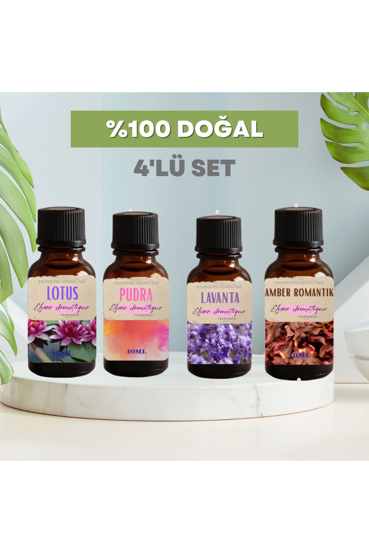 Elysee Aromatique 4'lü Set Esansiyel Uçucu Koku Yağı Difüzör Esansı Buhurdanlık Yağı Aromaterapi Yağı