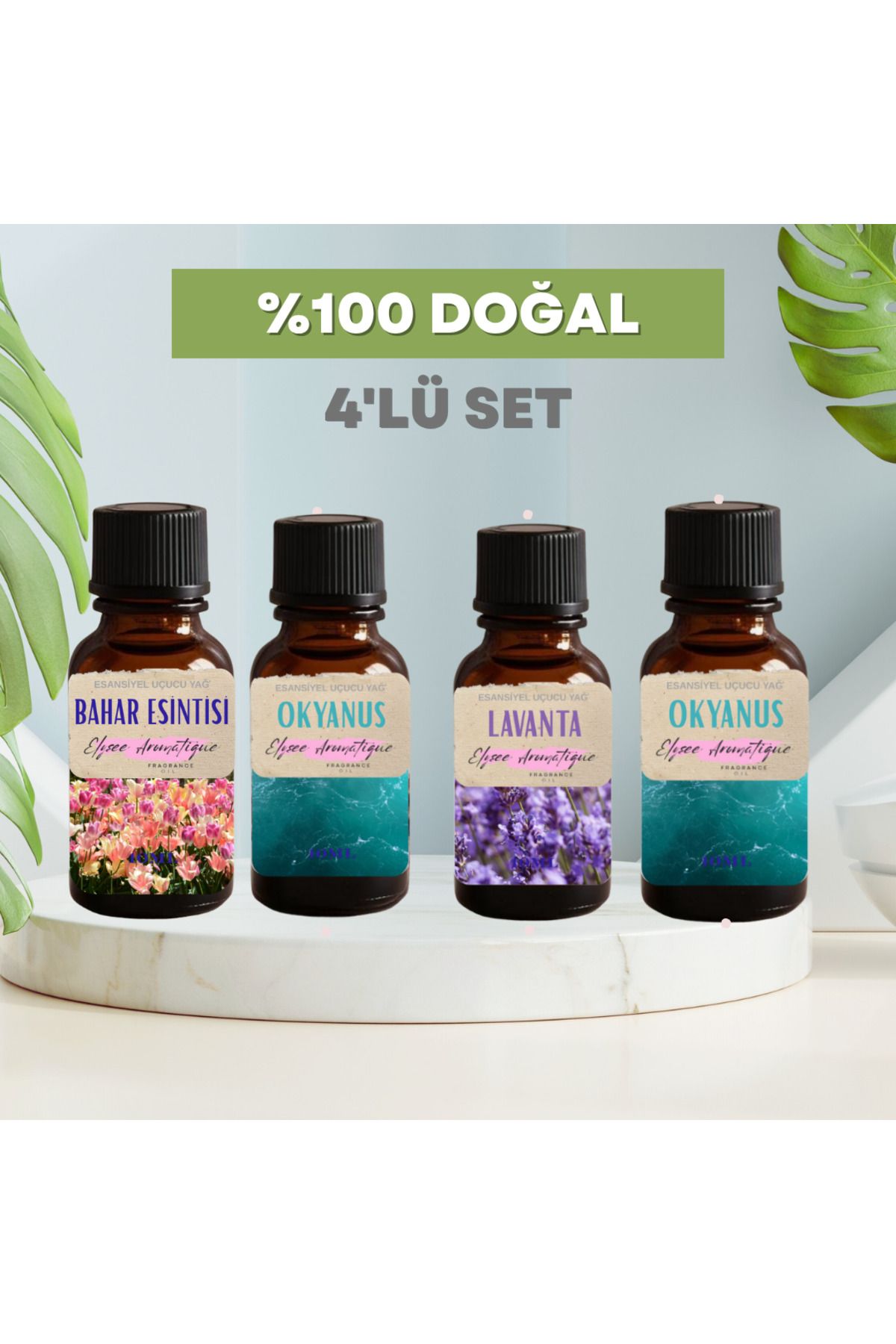 Elysee Aromatique 4'lü Set Esansiyel Uçucu Koku Yağı Difüzör Esansı Buhurdanlık Yağı Aromaterapi Yağı