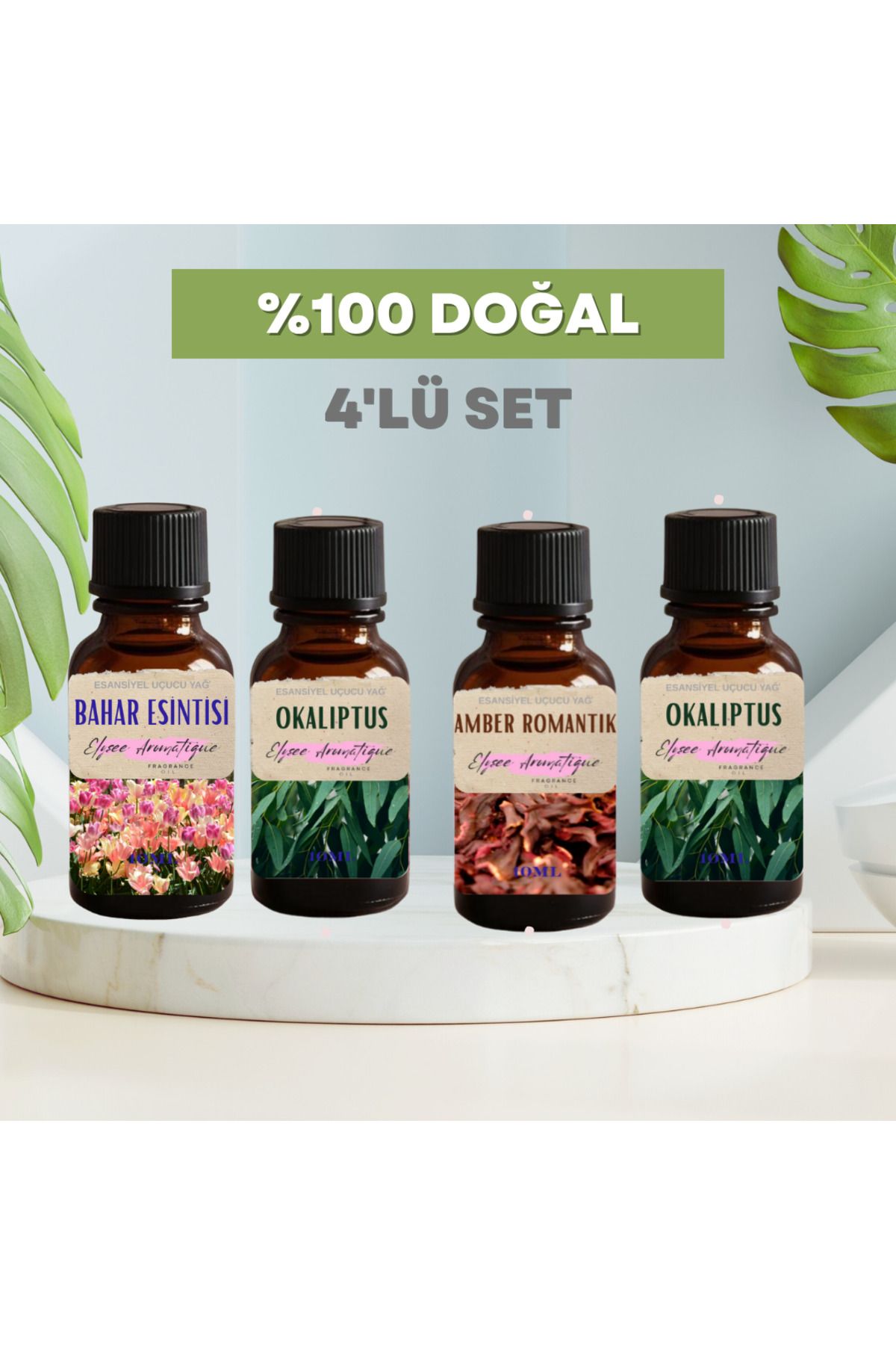 Elysee Aromatique 4'lü Set Esansiyel Uçucu Koku Yağı Difüzör Esansı Buhurdanlık Yağı Aromaterapi Yağı
