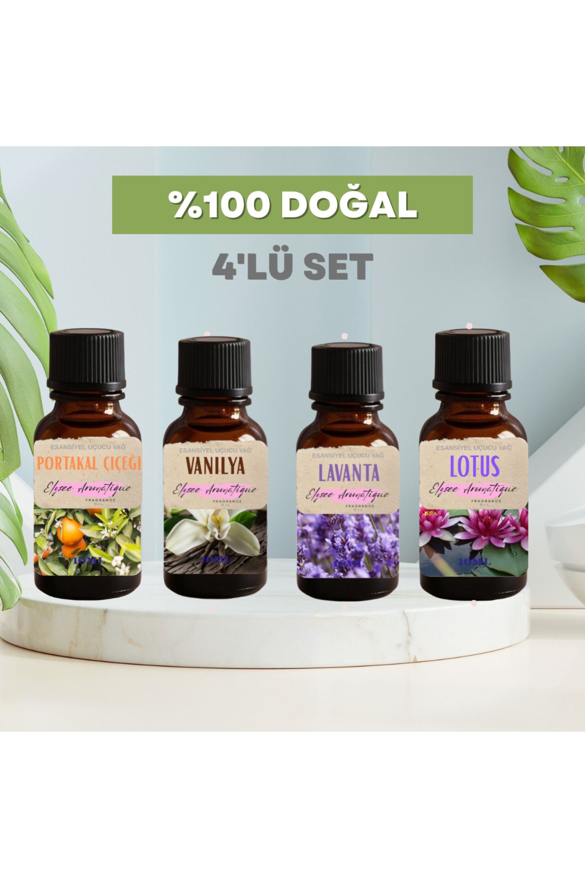 Elysee Aromatique 4'lü Set Esansiyel Uçucu Koku Yağı Difüzör Esansı Buhurdanlık Yağı Aromaterapi Yağı