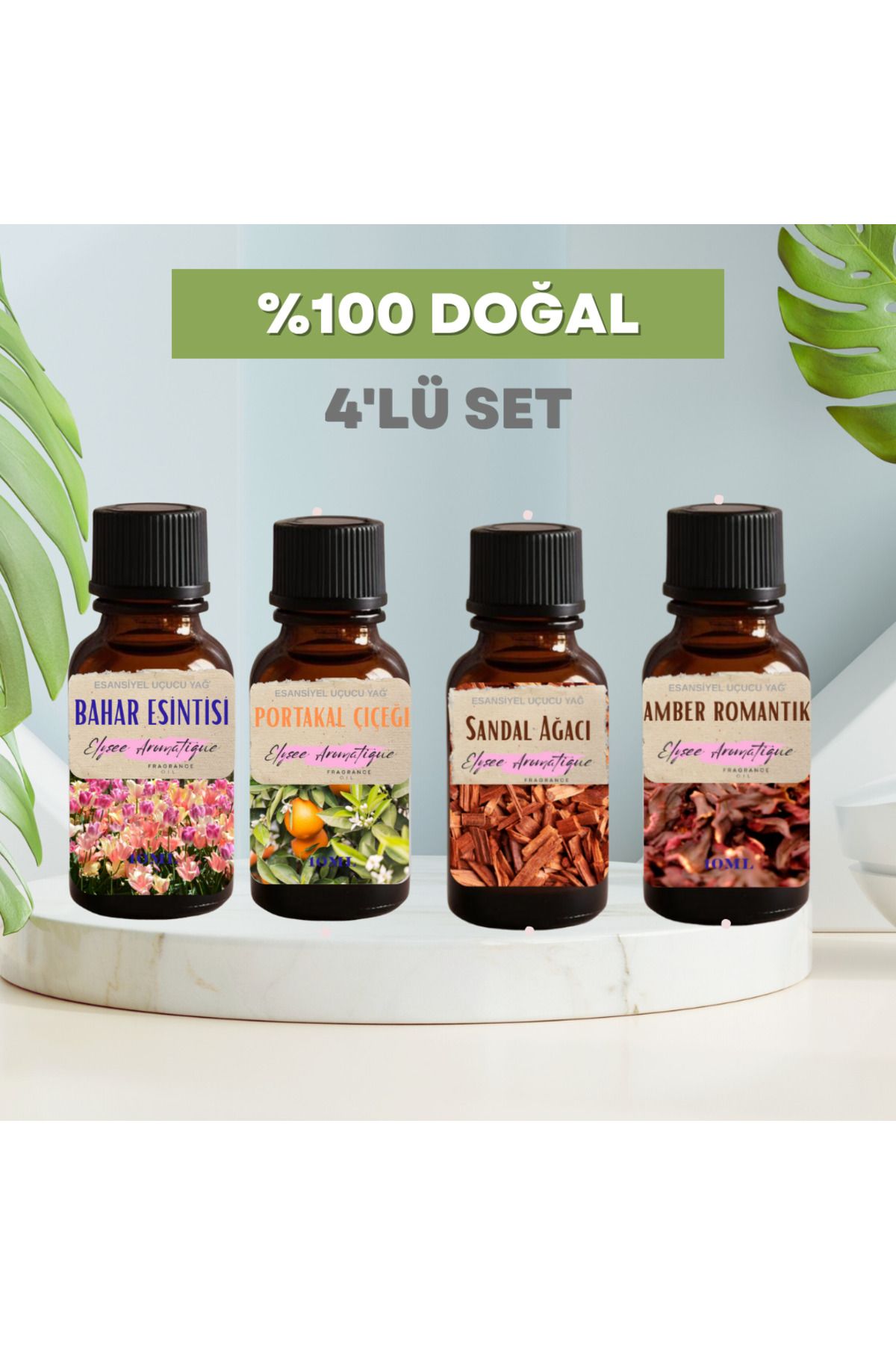 Elysee Aromatique 4'lü Set Esansiyel Uçucu Koku Yağı Difüzör Esansı Buhurdanlık Yağı Aromaterapi Yağı