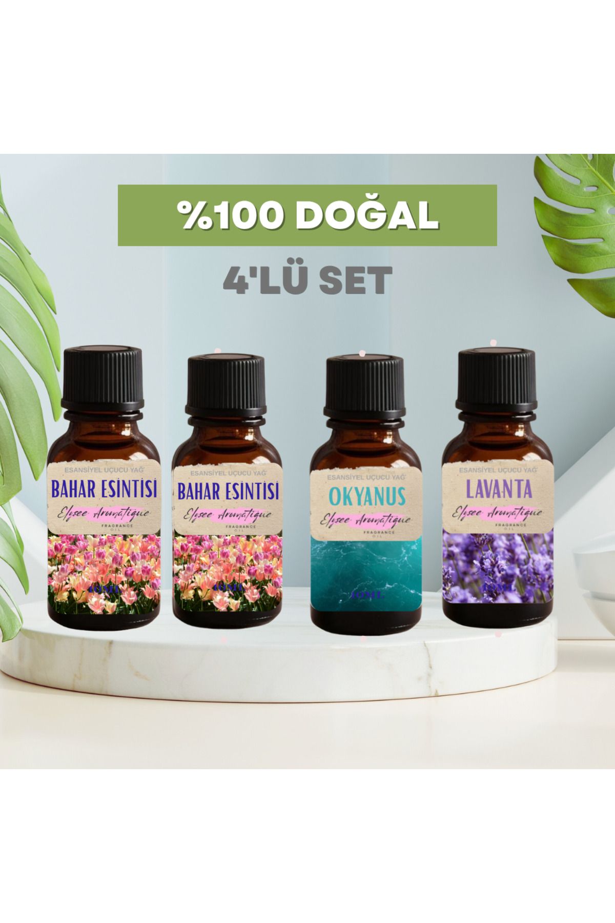 Elysee Aromatique 4'lü Set Esansiyel Uçucu Koku Yağı Difüzör Esansı Buhurdanlık Yağı Aromaterapi Yağı
