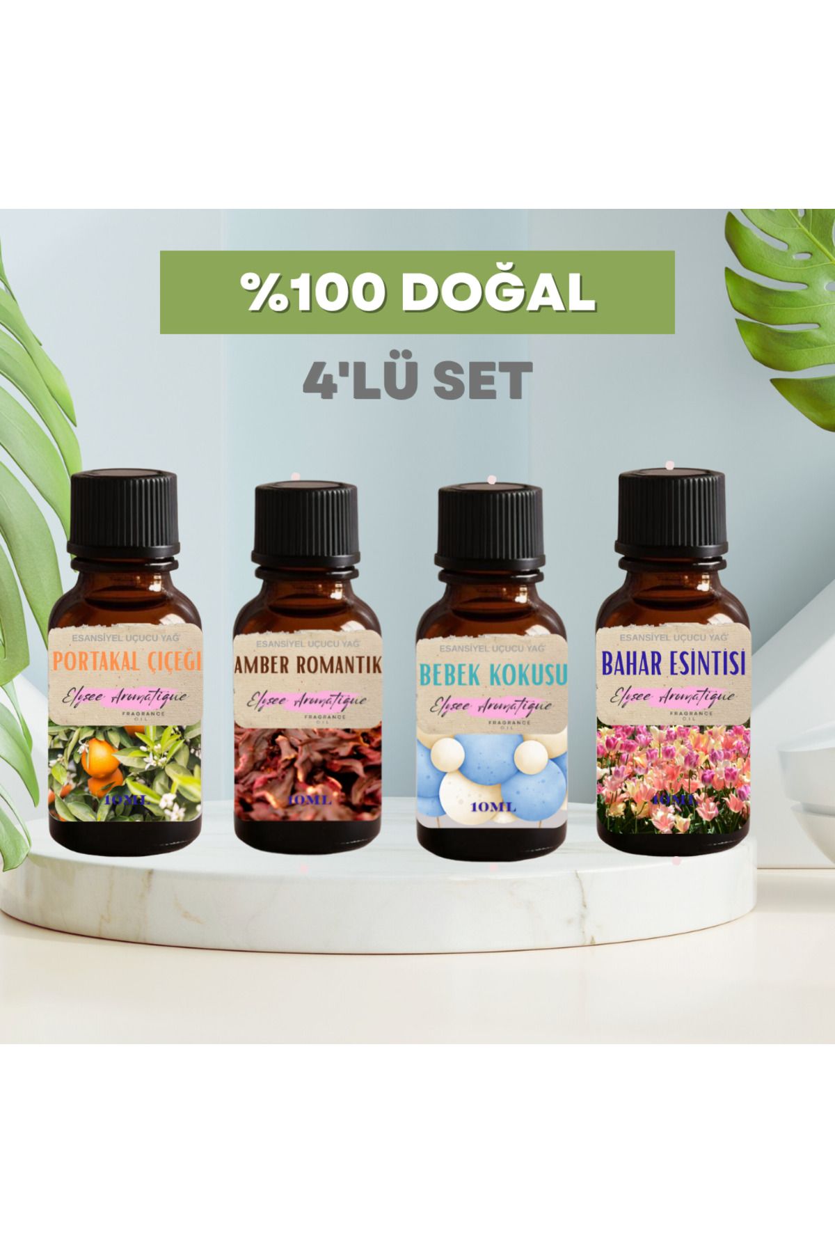 Elysee Aromatique 4'lü Set Esansiyel Uçucu Koku Yağı Difüzör Esansı Buhurdanlık Yağı Aromaterapi Yağı