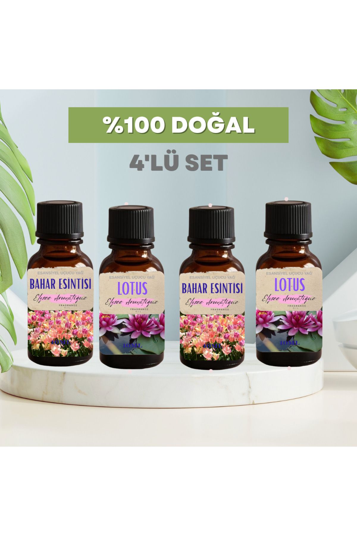 Elysee Aromatique 4'lü Set Esansiyel Uçucu Koku Yağı Difüzör Esansı Buhurdanlık Yağı Aromaterapi Yağı