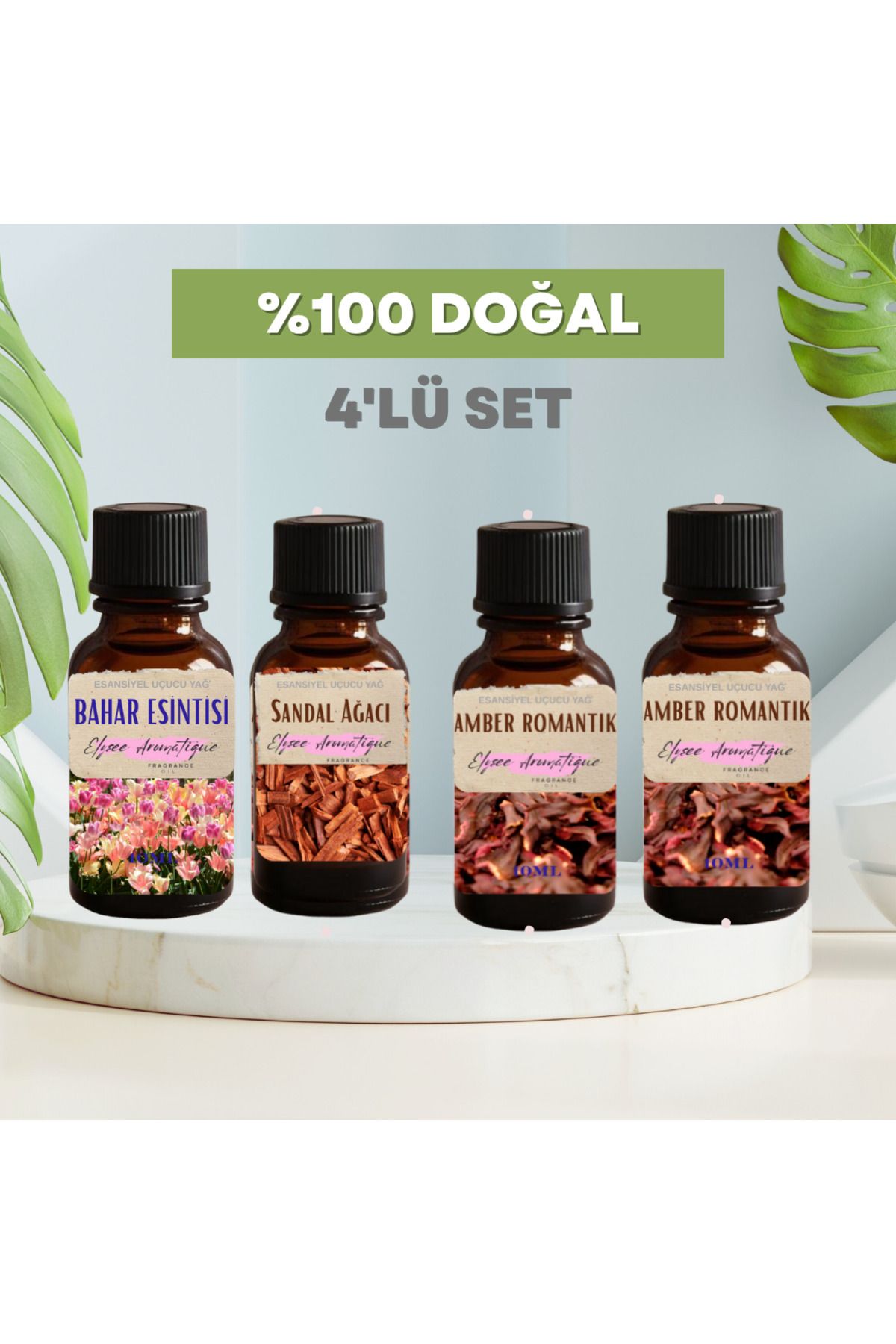 Elysee Aromatique 4'lü Set Esansiyel Uçucu Koku Yağı Difüzör Esansı Buhurdanlık Yağı Aromaterapi Yağı