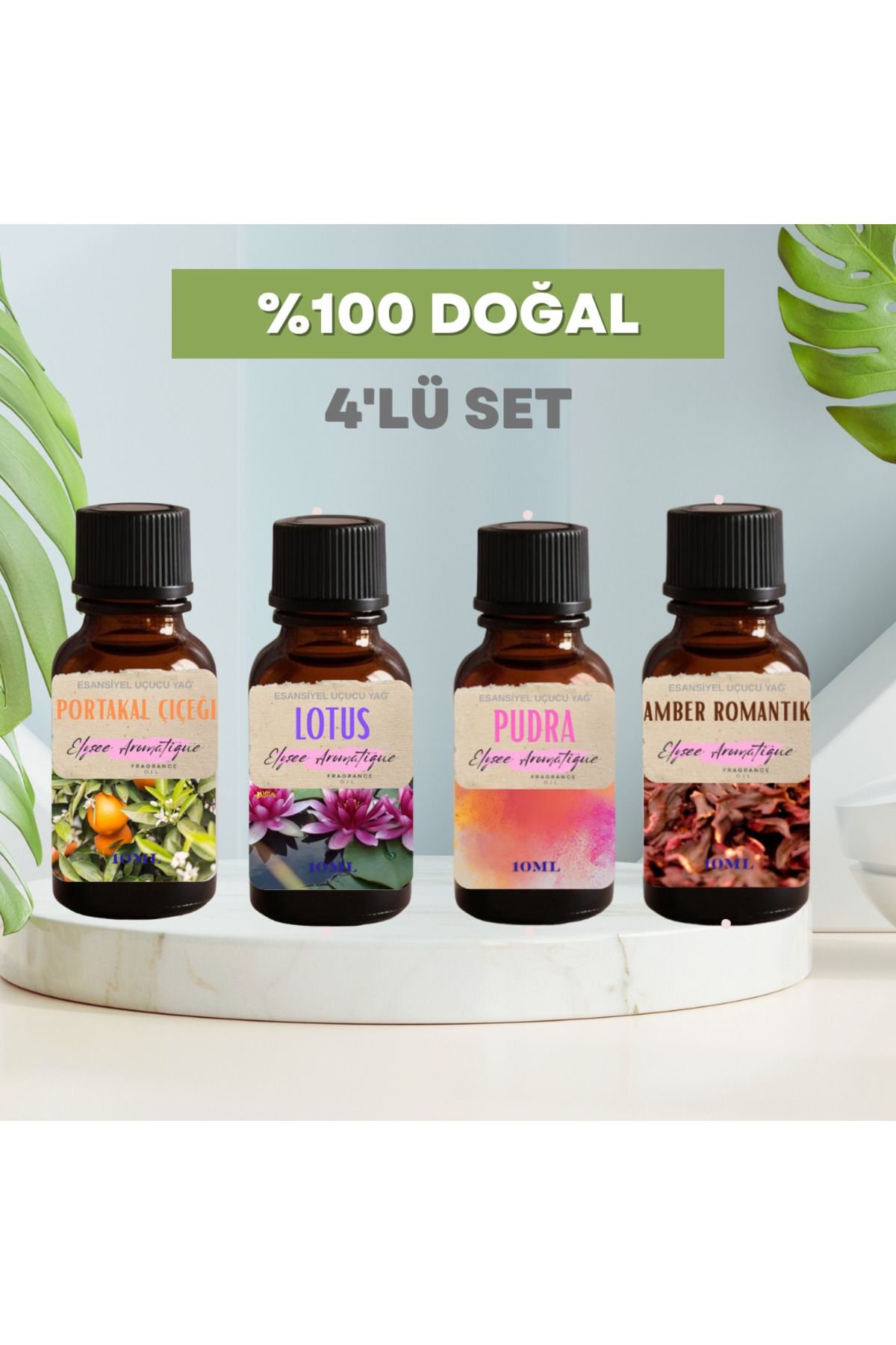 Elysee Aromatique 4'lü Set Esansiyel Uçucu Koku Yağı Difüzör Esansı Buhurdanlık Yağı Aromaterapi Yağı