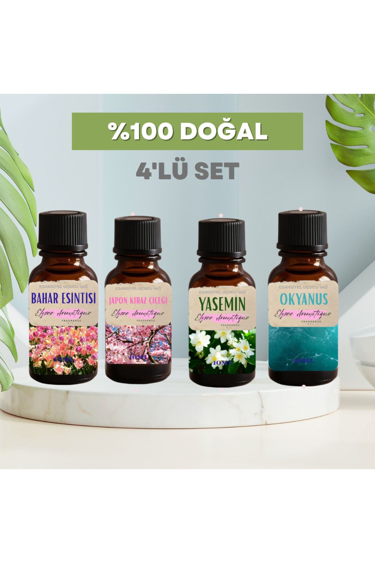 Elysee Aromatique 4'lü Set Esansiyel Uçucu Koku Yağı Difüzör Esansı Buhurdanlık Yağı Aromaterapi Yağı