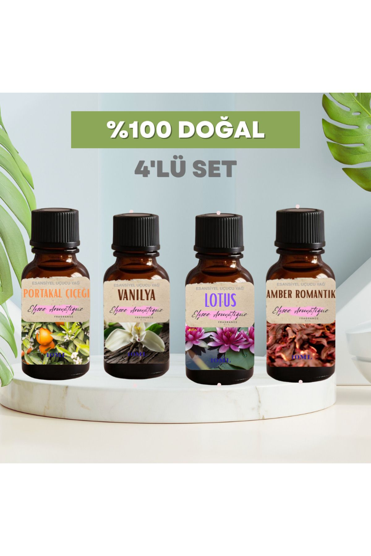Elysee Aromatique 4'lü Set Esansiyel Uçucu Koku Yağı Difüzör Esansı Buhurdanlık Yağı Aromaterapi Yağı
