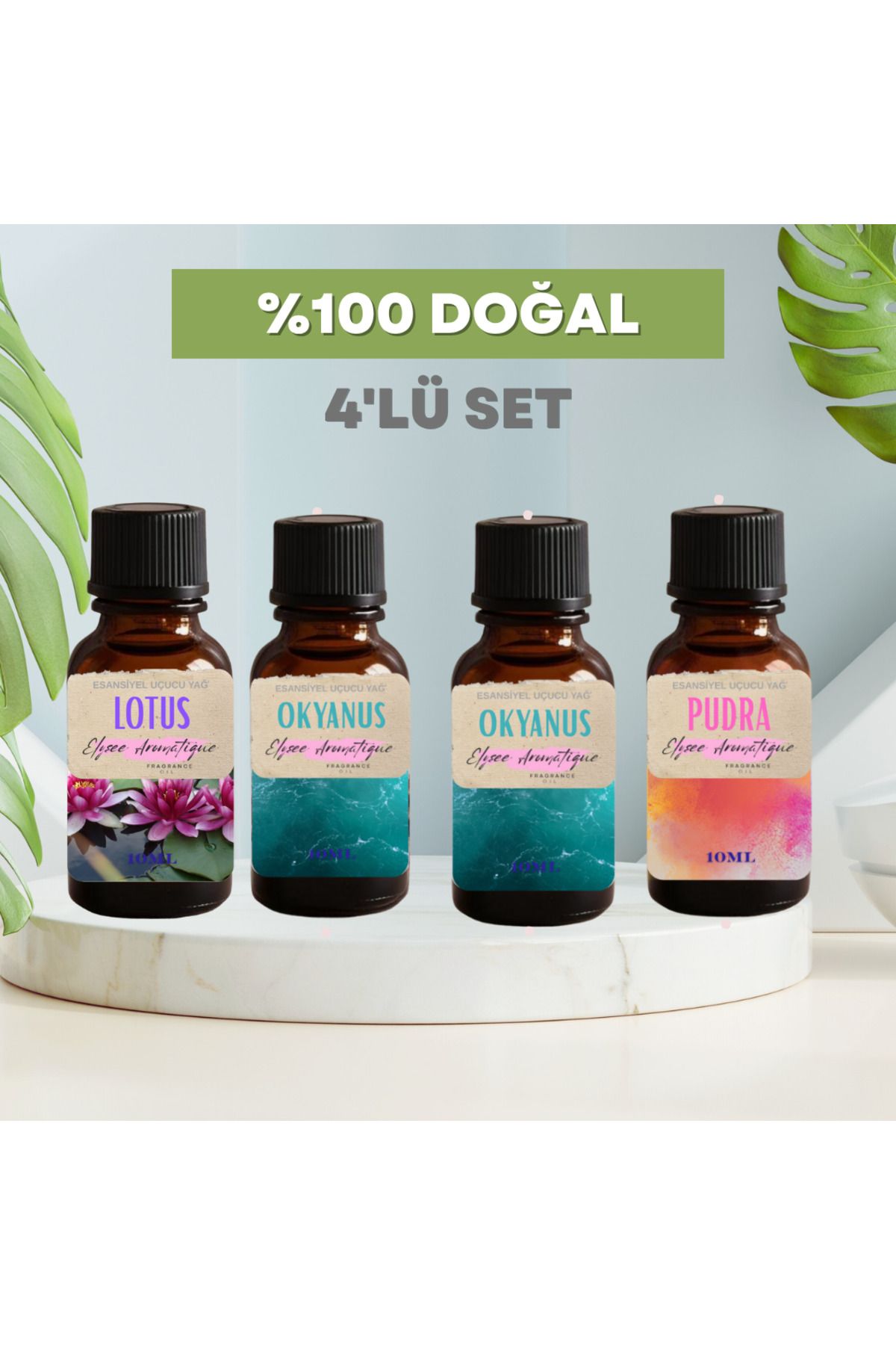 Elysee Aromatique 4'lü Set Esansiyel Uçucu Koku Yağı Difüzör Esansı Buhurdanlık Yağı Aromaterapi Yağı
