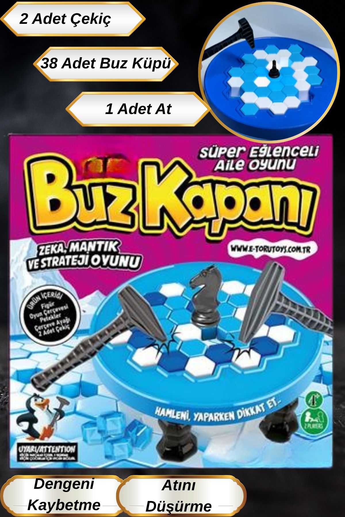Hane Dostu 4 Yaş Üstü Çift Çekiçli Buz Kapanı Dikkat Denge ve Strateji Oyunu