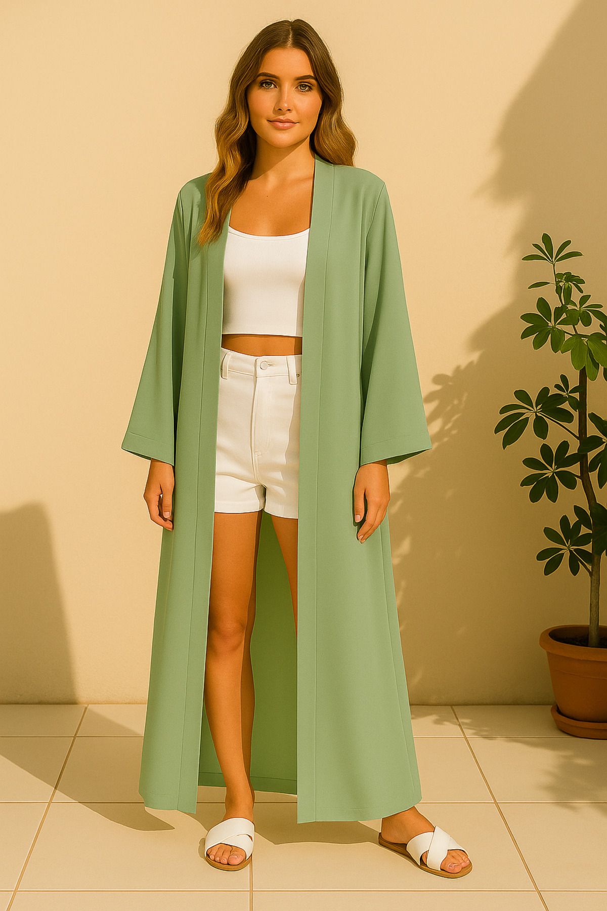 Misue Handmade Medine İpeği Kimono, Hafif ve Dökümlü Uzun Pareo, Yazlık İnce Uzun Kimono, İnce Dökümlü Dokuma Hırka