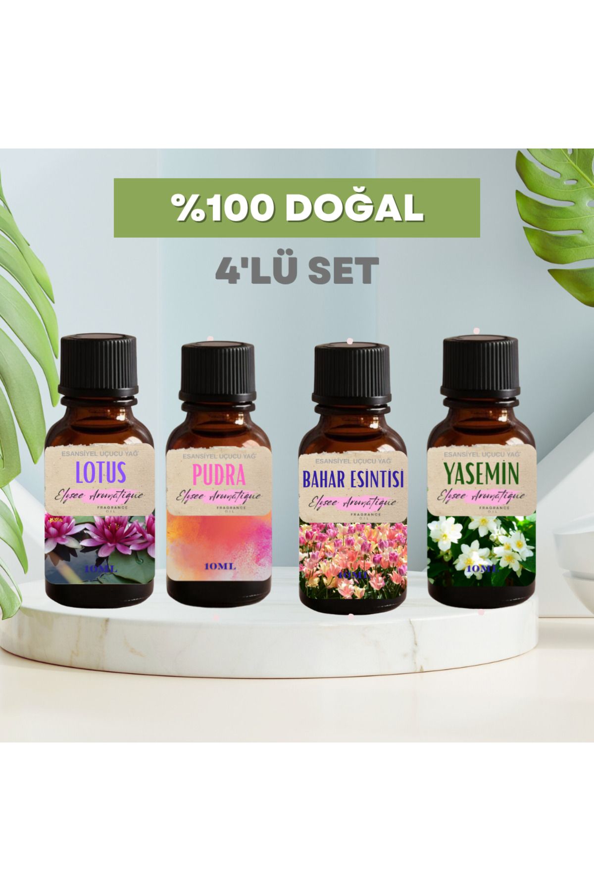 Elysee Aromatique 4'lü Set Esansiyel Uçucu Koku Yağı Difüzör Esansı Buhurdanlık Yağı Aromaterapi Yağı