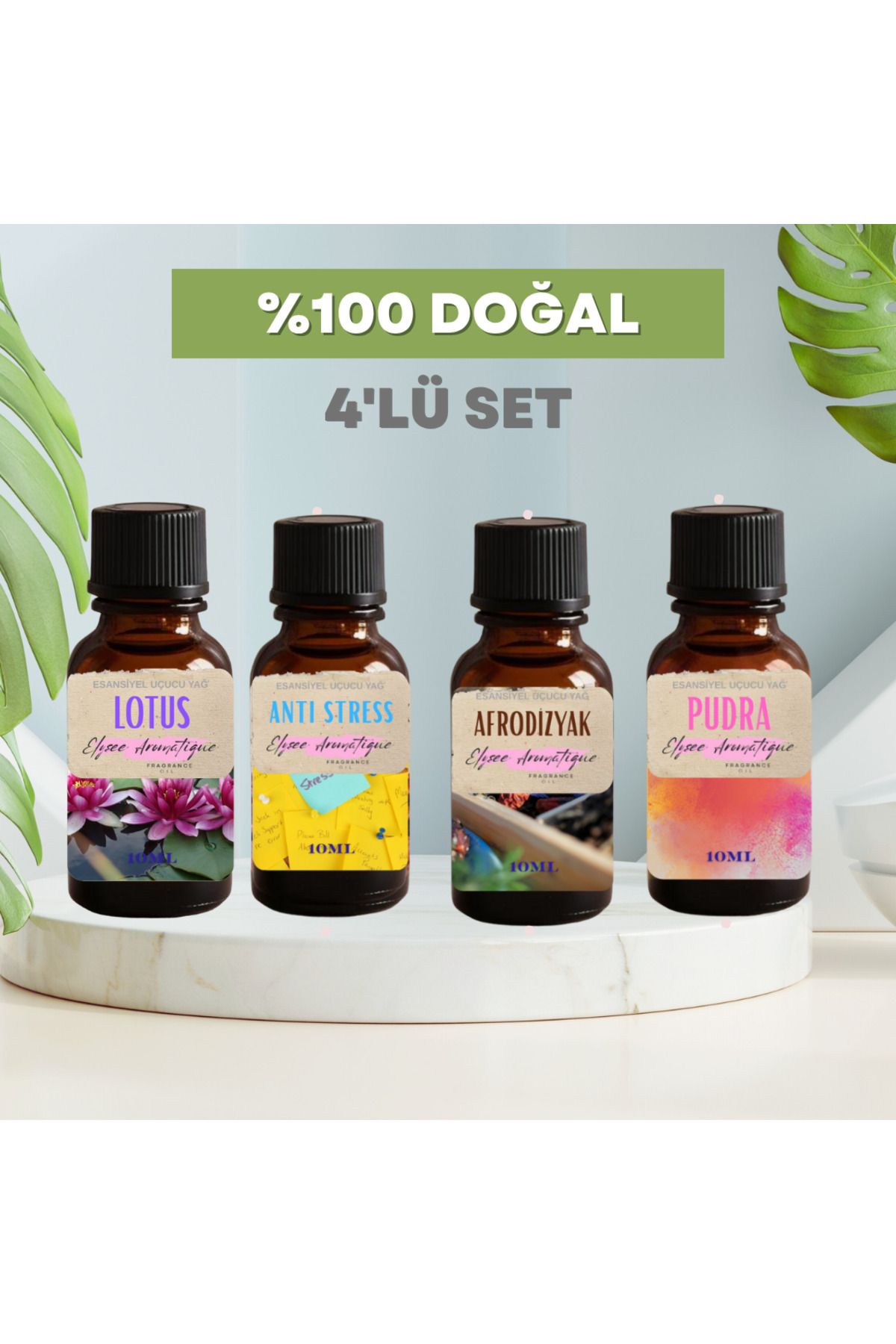 Elysee Aromatique 4'lü Set Esansiyel Uçucu Koku Yağı Difüzör Esansı Buhurdanlık Yağı Aromaterapi Yağı