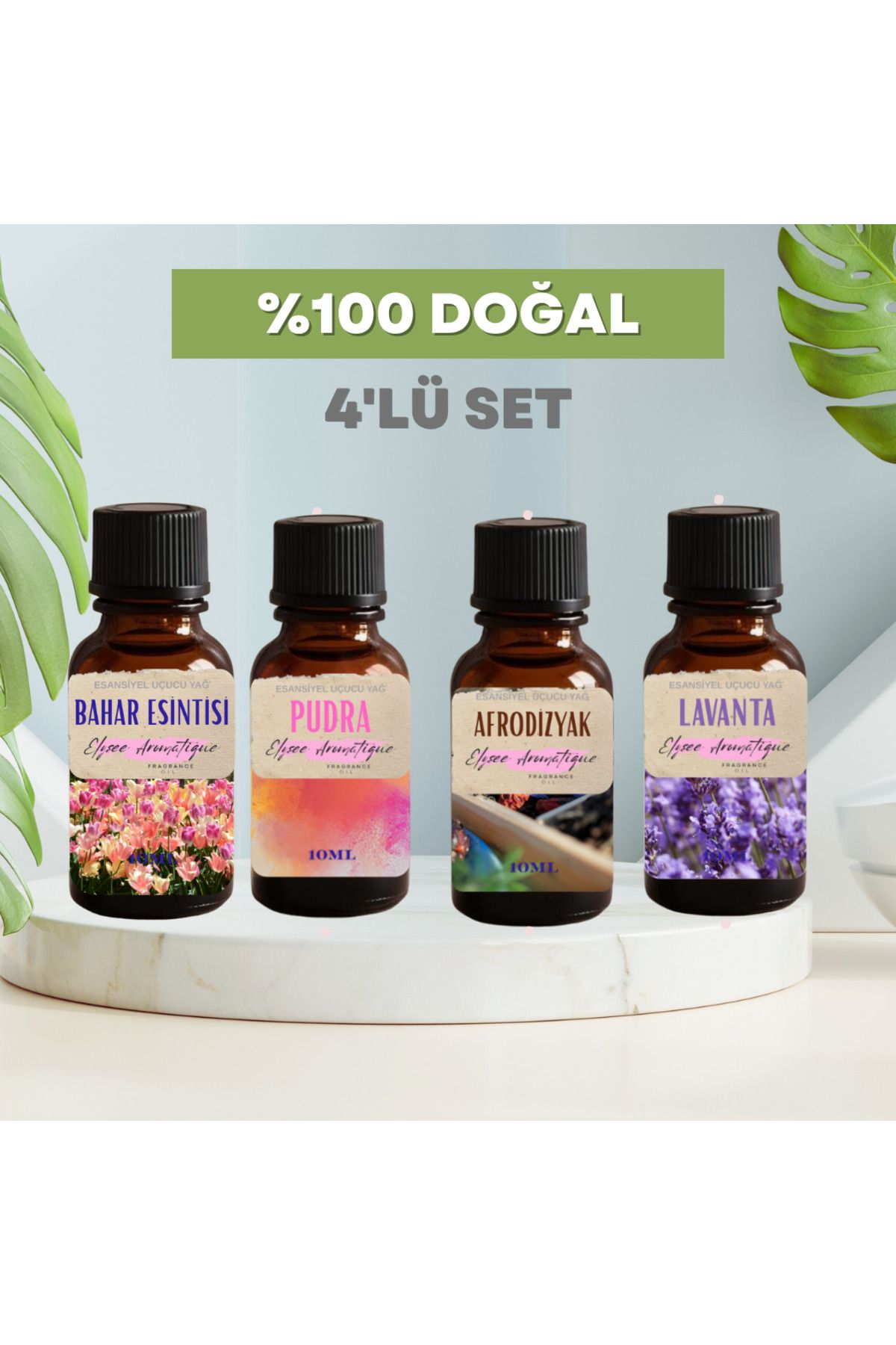 Elysee Aromatique 4'lü Set Esansiyel Uçucu Koku Yağı Difüzör Esansı Buhurdanlık Yağı Aromaterapi Yağı