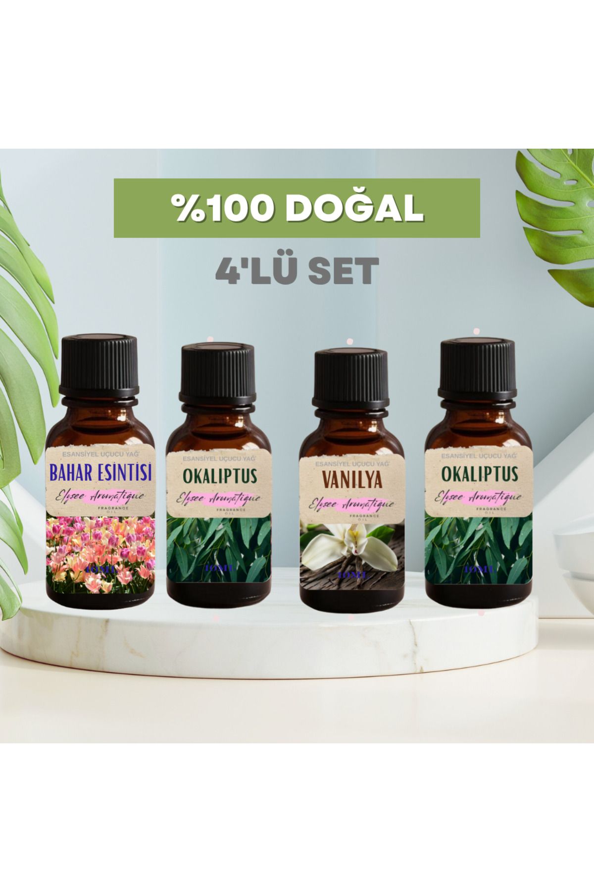 Elysee Aromatique 4'lü Set Esansiyel Uçucu Koku Yağı Difüzör Esansı Buhurdanlık Yağı Aromaterapi Yağı