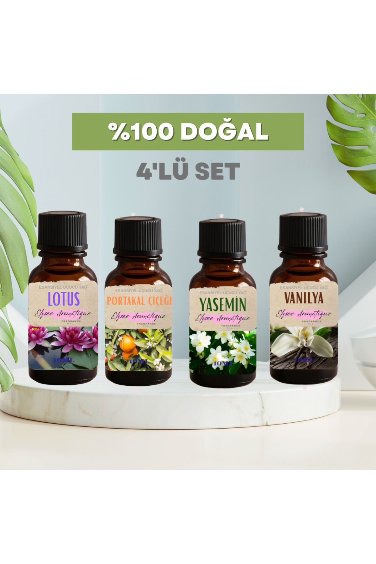 Elysee Aromatique 4'lü Set Esansiyel Uçucu Koku Yağı Difüzör Esansı Buhurdanlık Yağı Aromaterapi Yağı