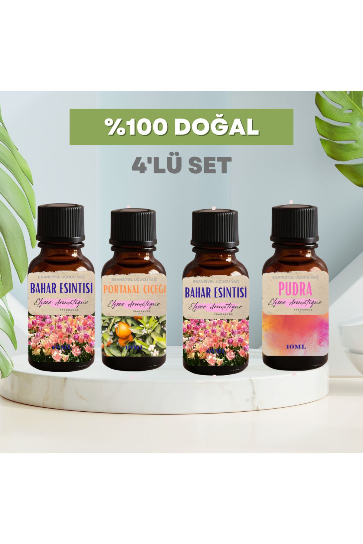 Elysee Aromatique 4'lü Set Esansiyel Uçucu Koku Yağı Difüzör Esansı Buhurdanlık Yağı Aromaterapi Yağı