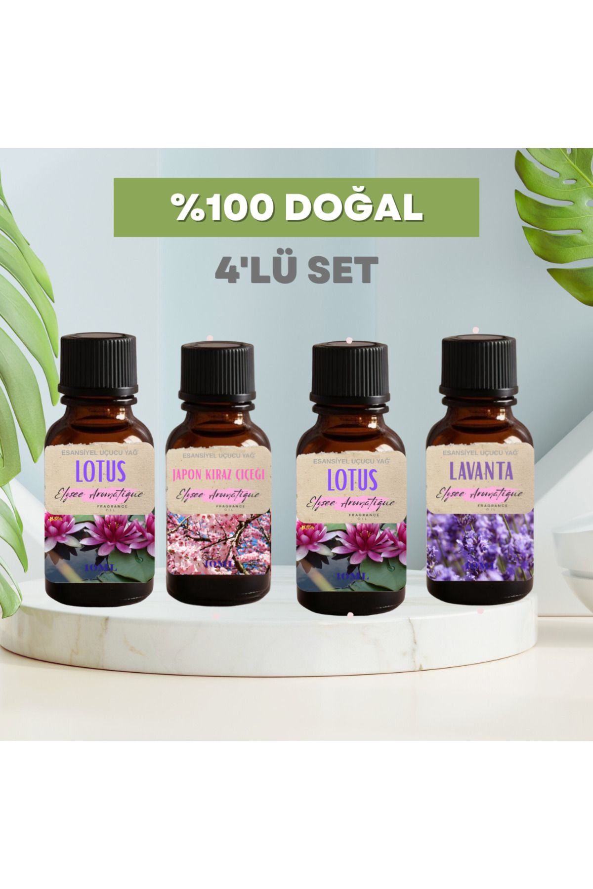 Elysee Aromatique 4'lü Set Esansiyel Uçucu Koku Yağı Difüzör Esansı Buhurdanlık Yağı Aromaterapi Yağı