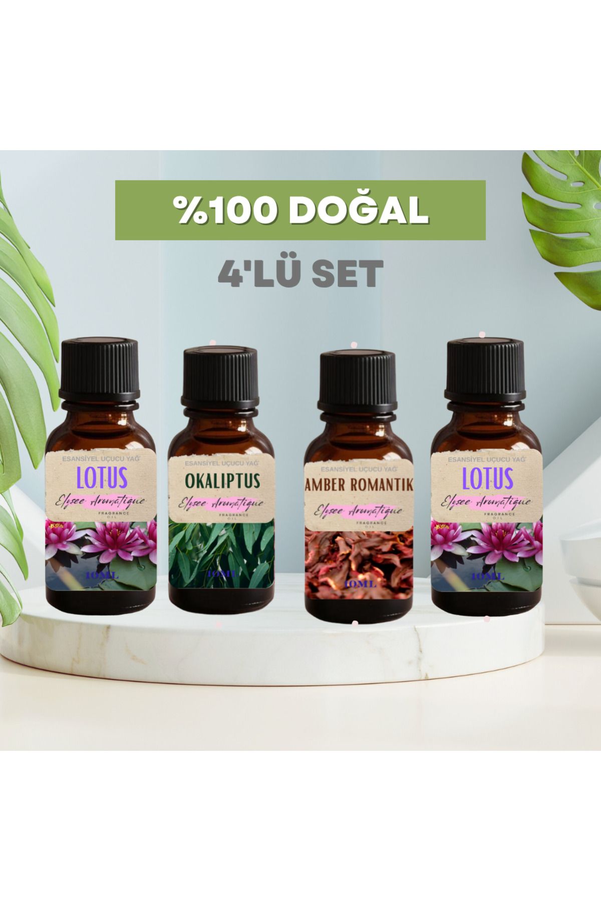 Elysee Aromatique 4'lü Set Esansiyel Uçucu Koku Yağı Difüzör Esansı Buhurdanlık Yağı Aromaterapi Yağı