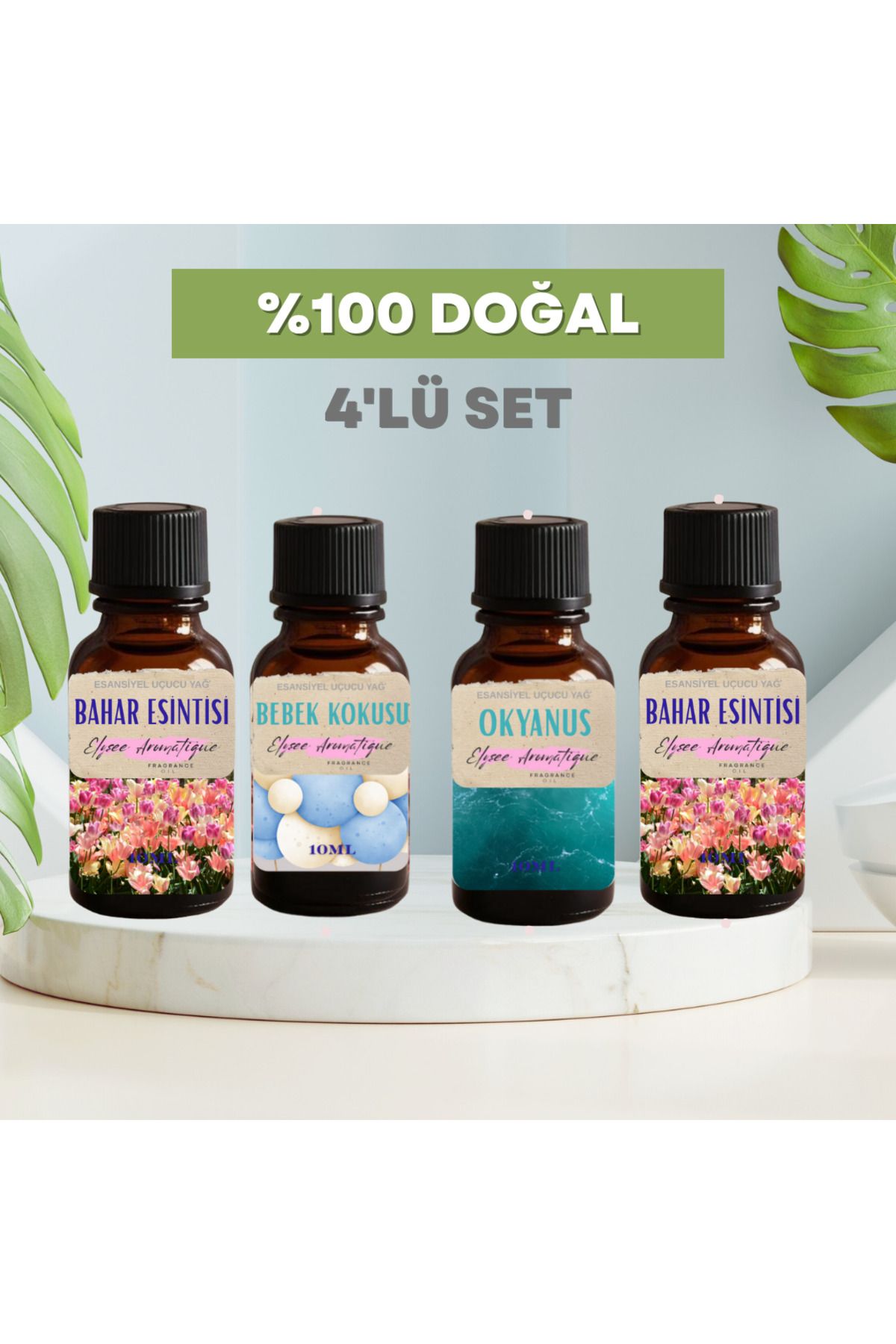 Elysee Aromatique 4'lü Set Esansiyel Uçucu Koku Yağı Difüzör Esansı Buhurdanlık Yağı Aromaterapi Yağı