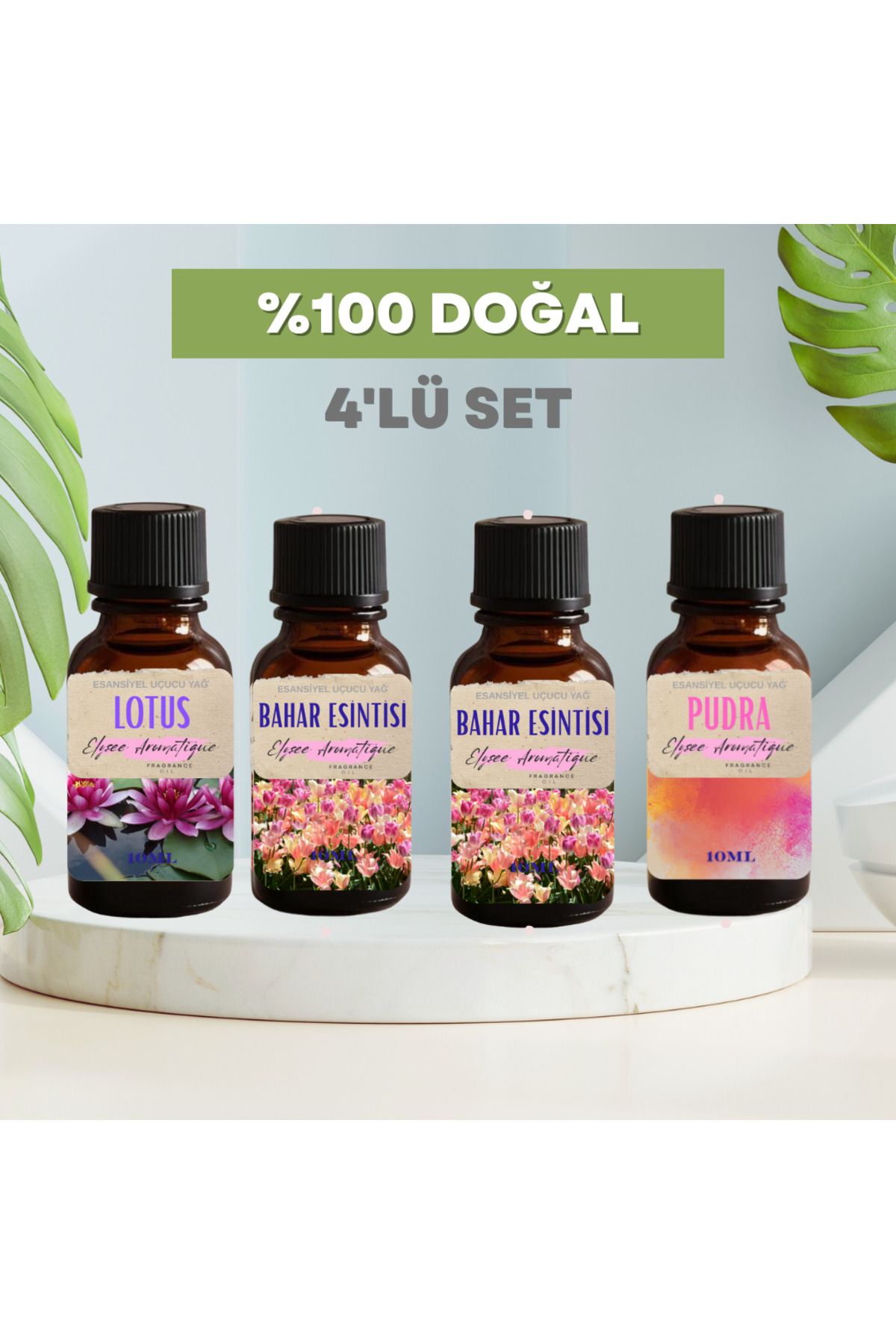 Elysee Aromatique 4'lü Set Esansiyel Uçucu Koku Yağı Difüzör Esansı Buhurdanlık Yağı Aromaterapi Yağı