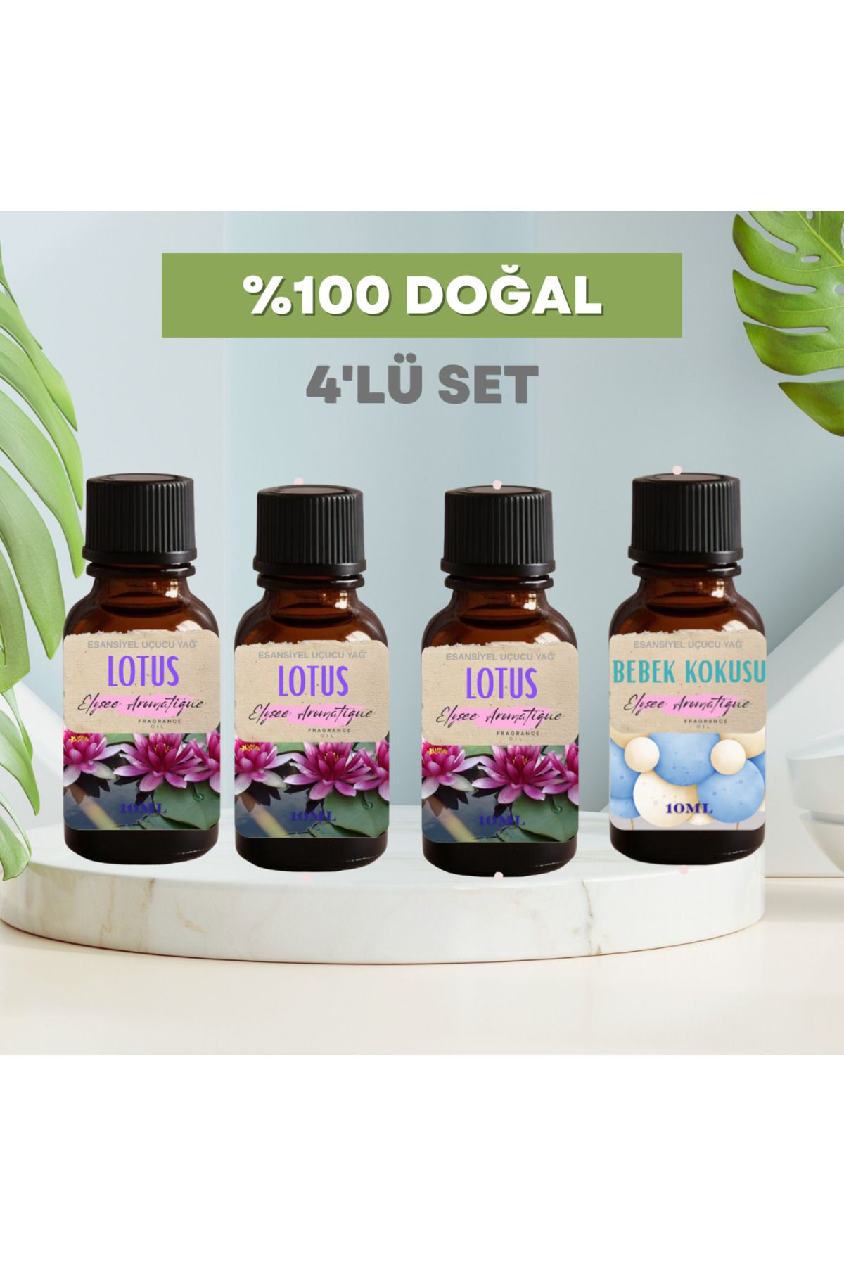 Elysee Aromatique 4'lü Set Esansiyel Uçucu Koku Yağı Difüzör Esansı Buhurdanlık Yağı Aromaterapi Yağı