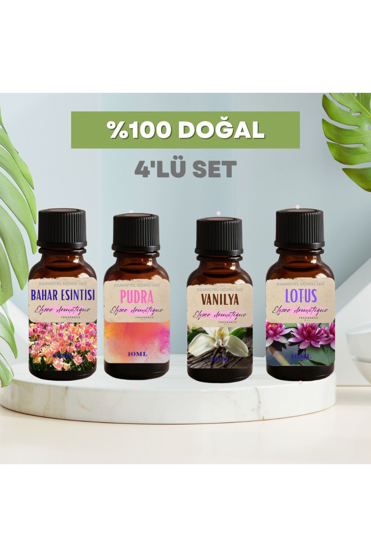 Elysee Aromatique 4'lü Set Esansiyel Uçucu Koku Yağı Difüzör Esansı Buhurdanlık Yağı Aromaterapi Yağı