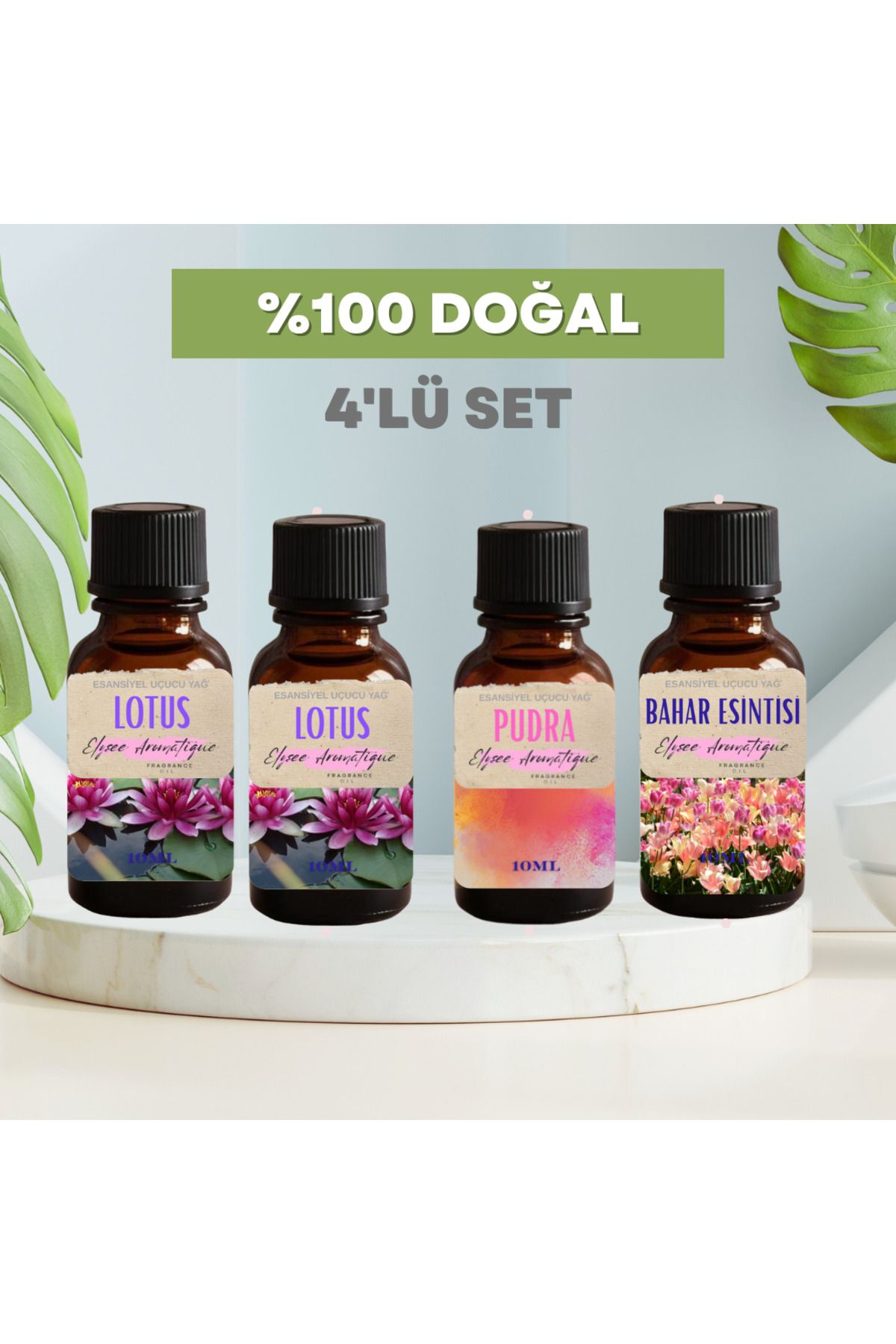 Elysee Aromatique 4'lü Set Esansiyel Uçucu Koku Yağı Difüzör Esansı Buhurdanlık Yağı Aromaterapi Yağı