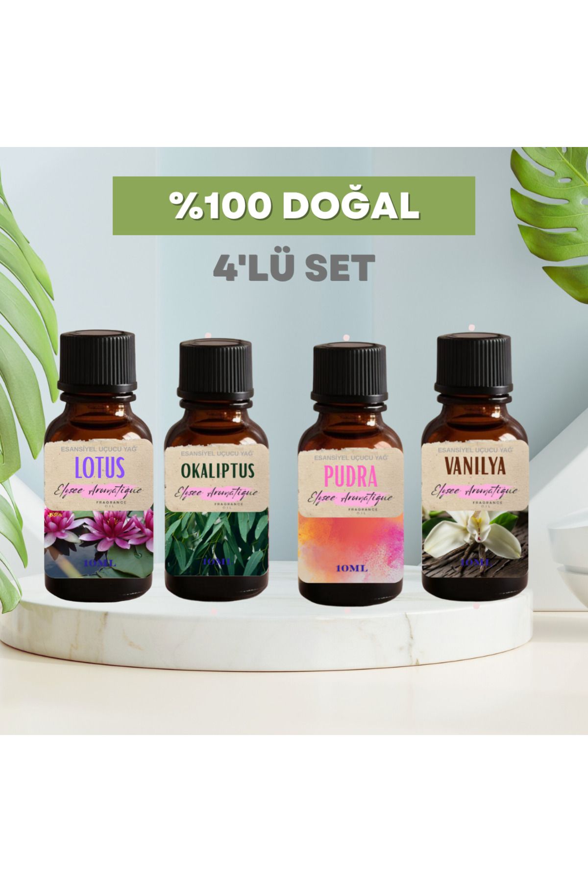 Elysee Aromatique 4'lü Set Esansiyel Uçucu Koku Yağı Difüzör Esansı Buhurdanlık Yağı Aromaterapi Yağı