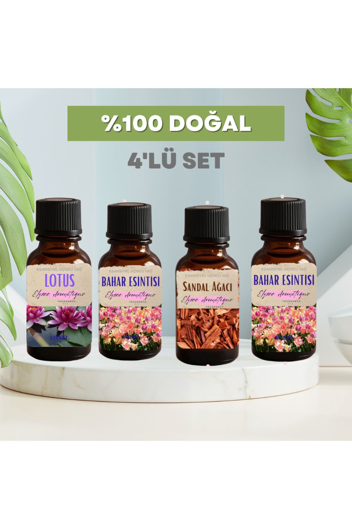 Elysee Aromatique 4'lü Set Esansiyel Uçucu Koku Yağı Difüzör Esansı Buhurdanlık Yağı Aromaterapi Yağı