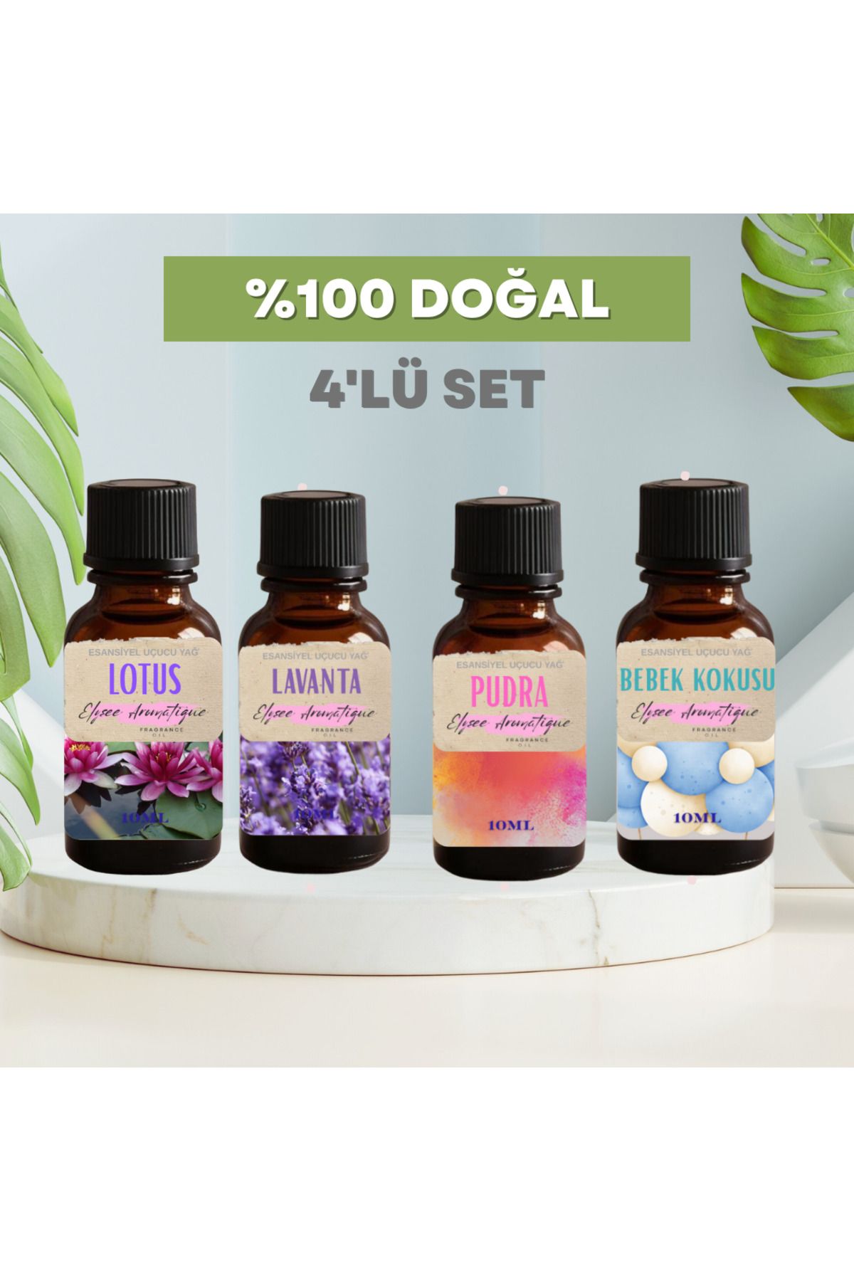 Elysee Aromatique 4'lü Set Esansiyel Uçucu Koku Yağı Difüzör Esansı Buhurdanlık Yağı Aromaterapi Yağı