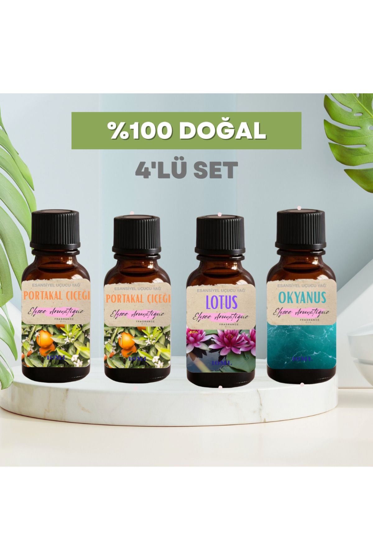 Elysee Aromatique 4'lü Set Esansiyel Uçucu Koku Yağı Difüzör Esansı Buhurdanlık Yağı Aromaterapi Yağı