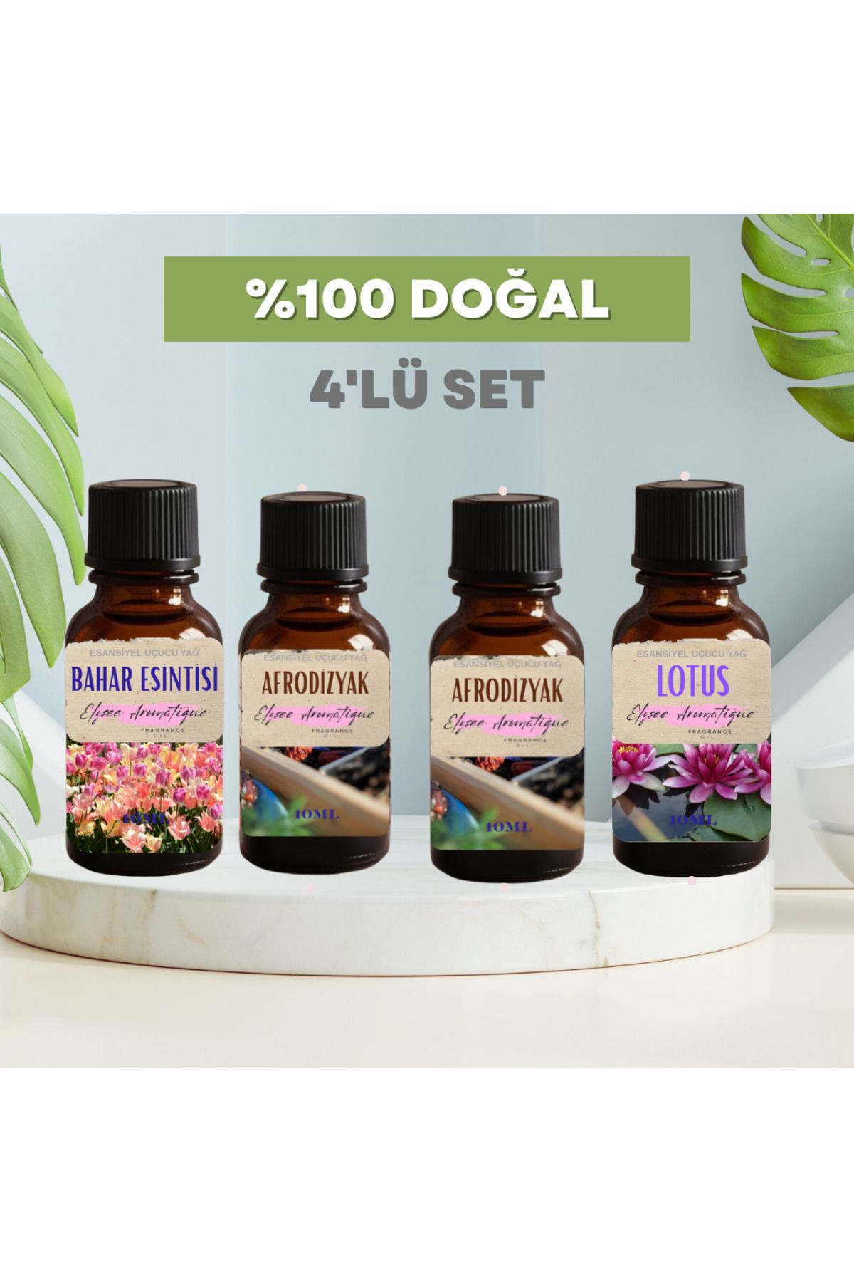 Elysee Aromatique 4'lü Set Esansiyel Uçucu Koku Yağı Difüzör Esansı Buhurdanlık Yağı Aromaterapi Yağı