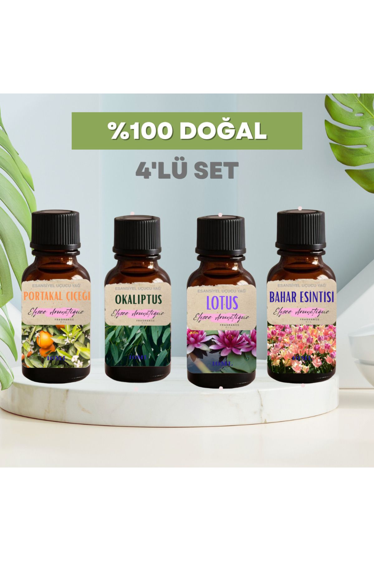 Elysee Aromatique 4'lü Set Esansiyel Uçucu Koku Yağı Difüzör Esansı Buhurdanlık Yağı Aromaterapi Yağı