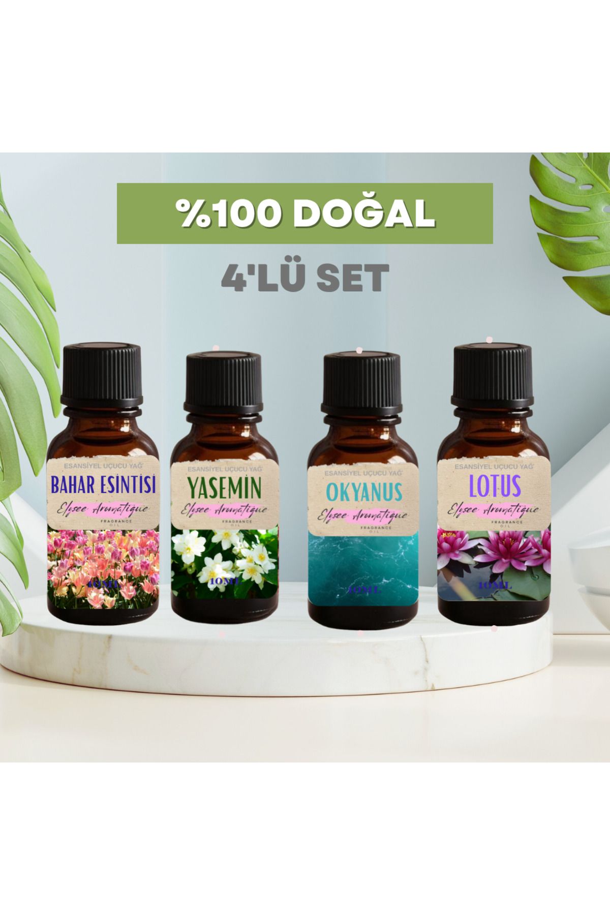 Elysee Aromatique 4'lü Set Esansiyel Uçucu Koku Yağı Difüzör Esansı Buhurdanlık Yağı Aromaterapi Yağı