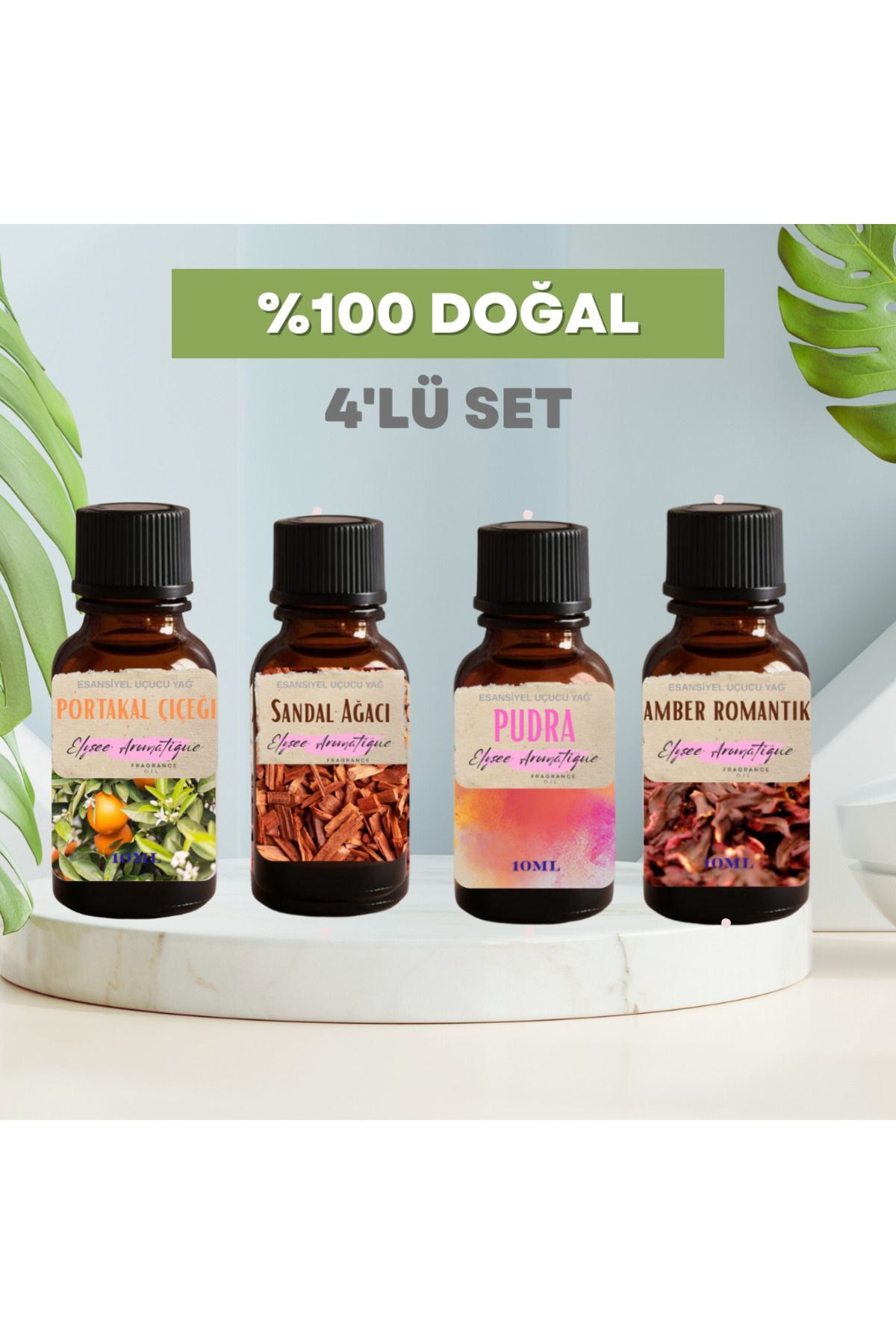 Elysee Aromatique 4'lü Set Esansiyel Uçucu Koku Yağı Difüzör Esansı Buhurdanlık Yağı Aromaterapi Yağı