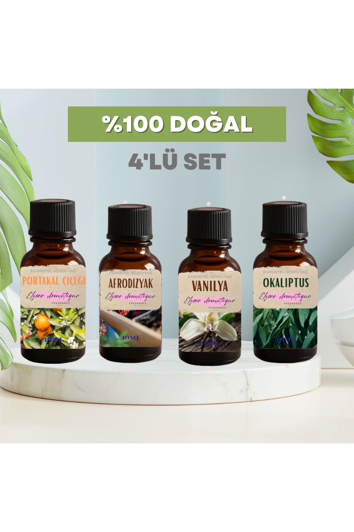 Elysee Aromatique 4'lü Set Esansiyel Uçucu Koku Yağı Difüzör Esansı Buhurdanlık Yağı Aromaterapi Yağı